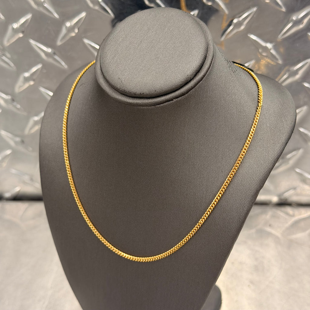 22K Yellow Gold Solid Cuban Link Necklace With Fishhook Clasp