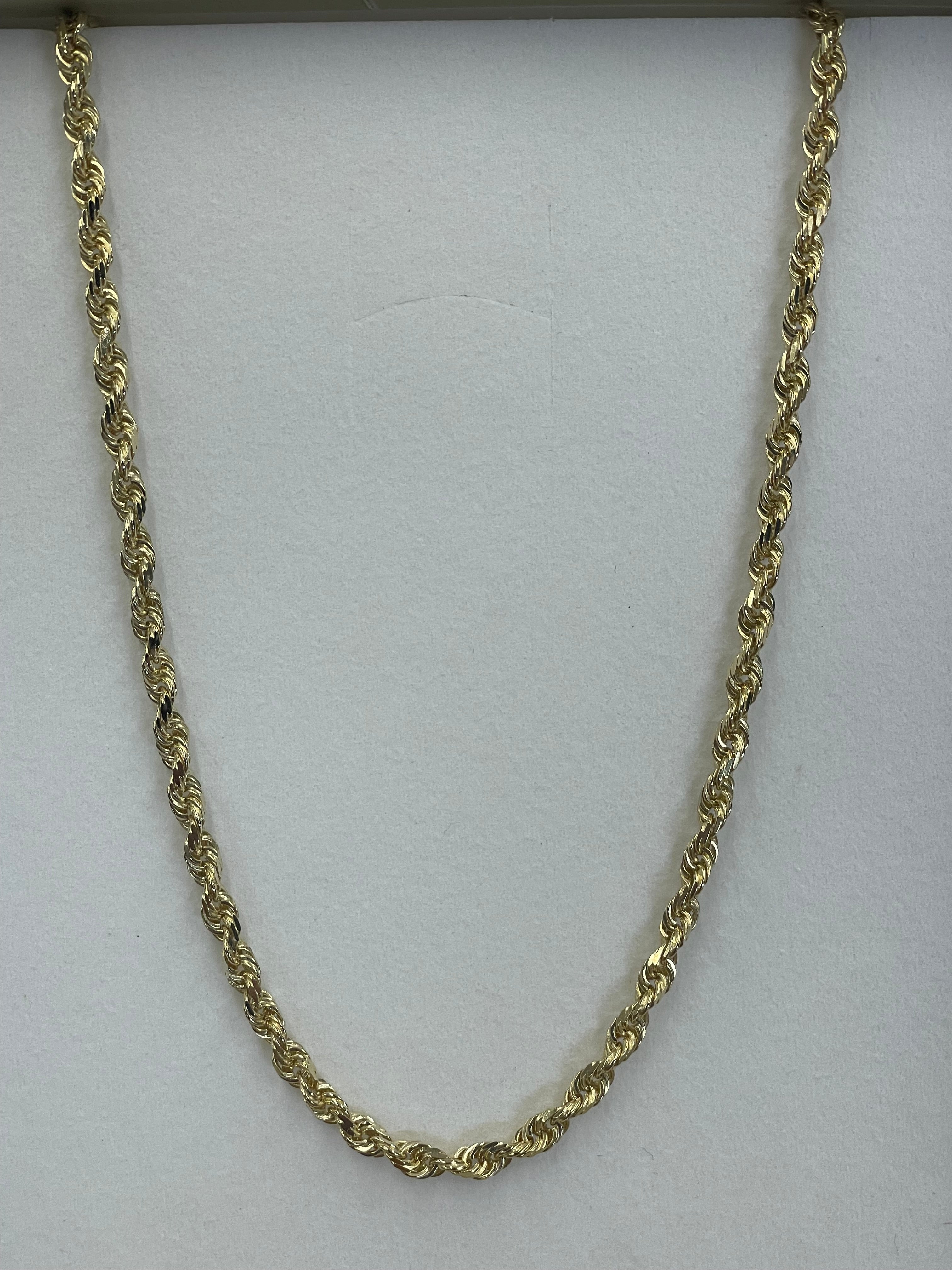 14K Yellow Gold Solid Rope Necklace