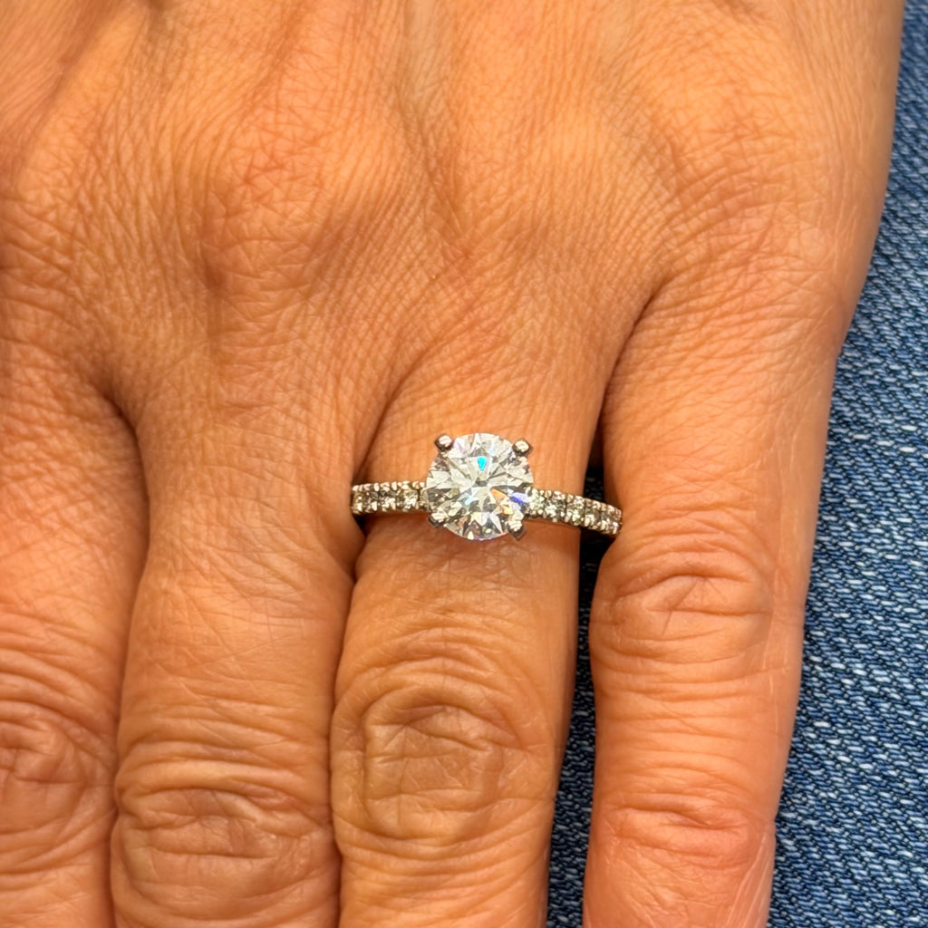 Women’s 14K White Gold Round Diamond Engagement Ring Lab Grown Diamonds