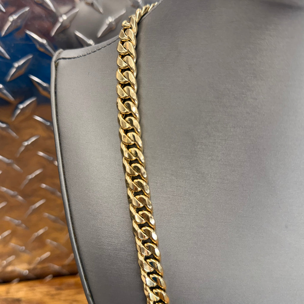 New 10K Yellow Gold Semi Solid Cuban Link Necklace