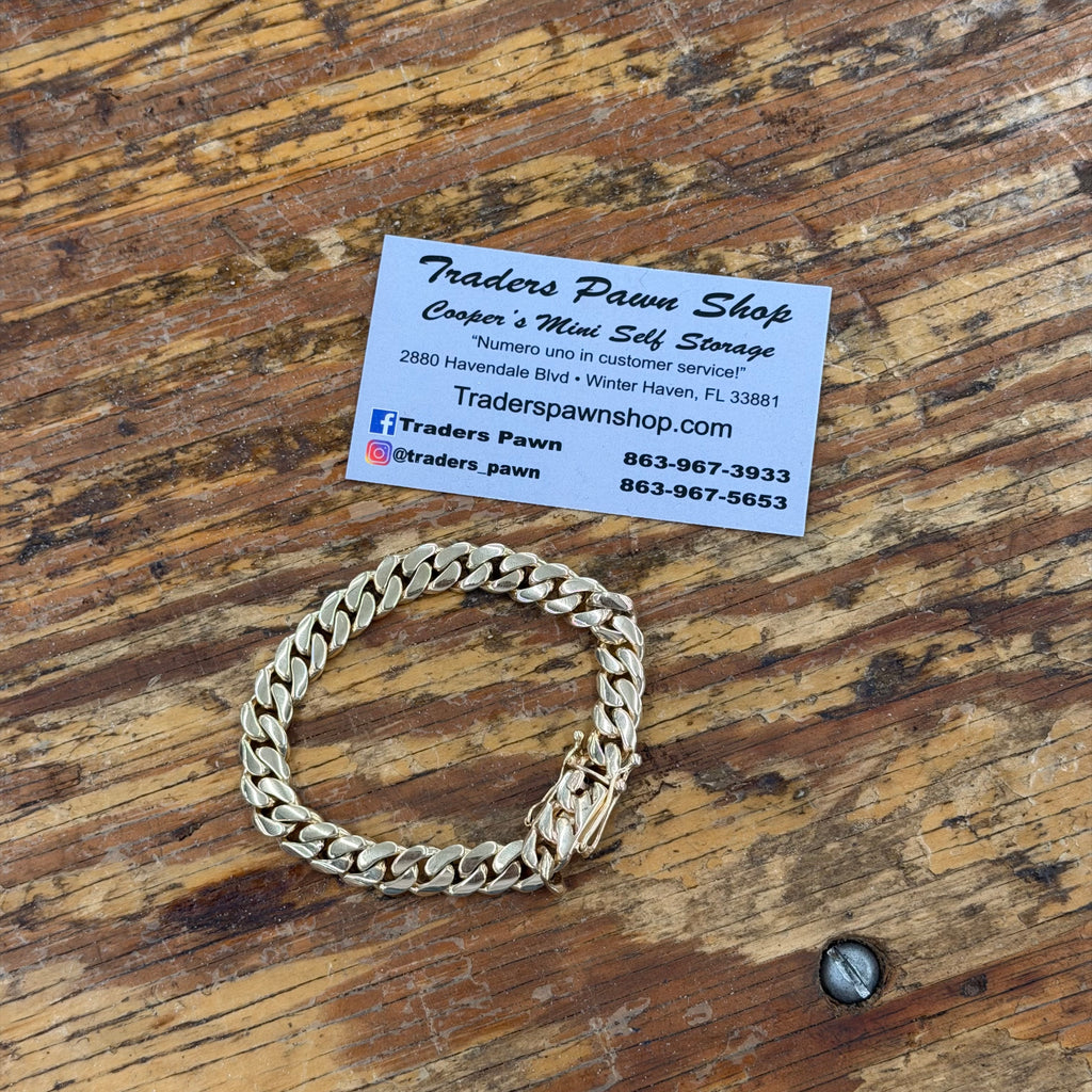 10K Yellow Gold Solid Cuban Link Bracelet