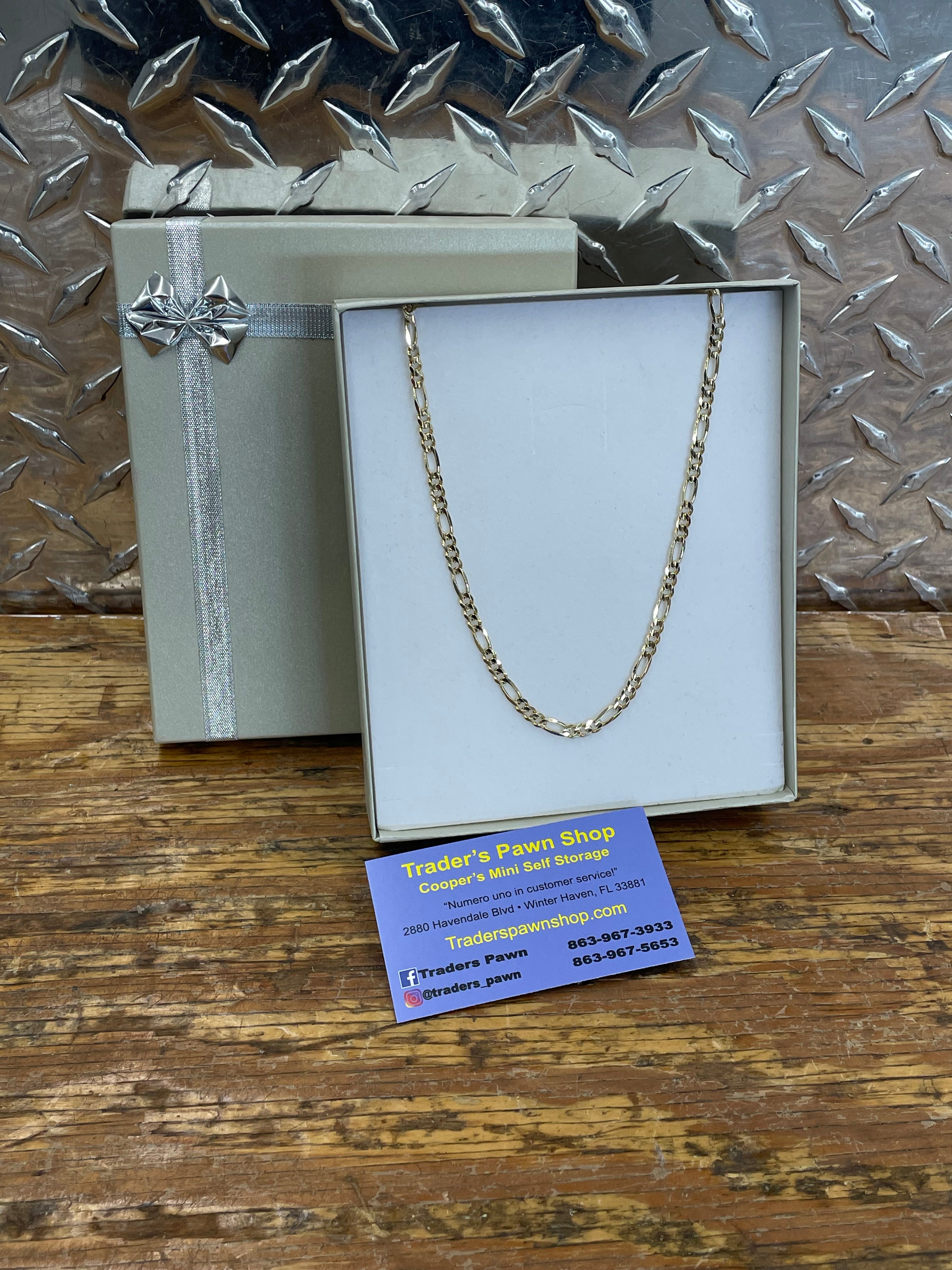 14K Solid Figaro Link Necklace