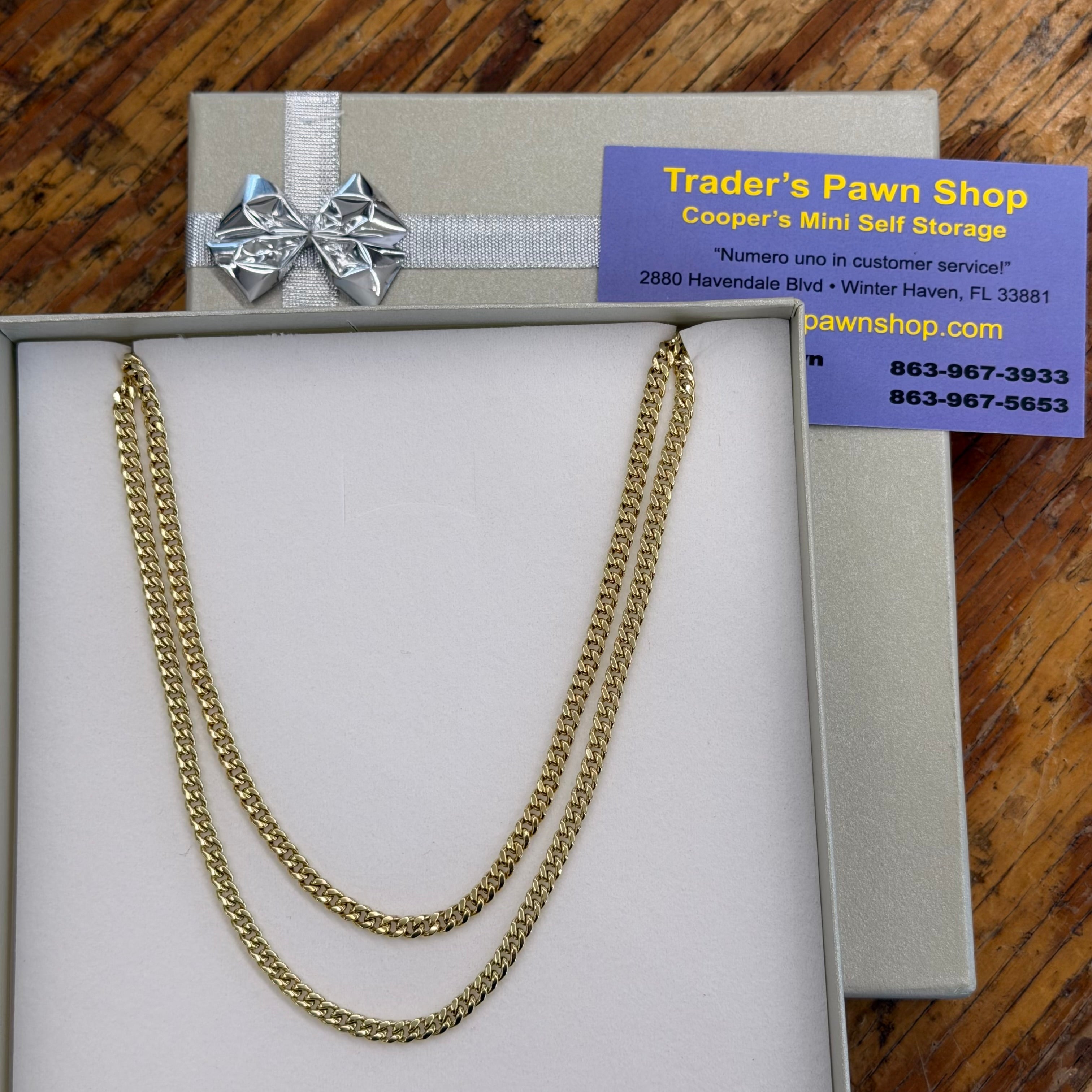 New 10K Yellow Gold Semi Solid Cuban Link Necklaces