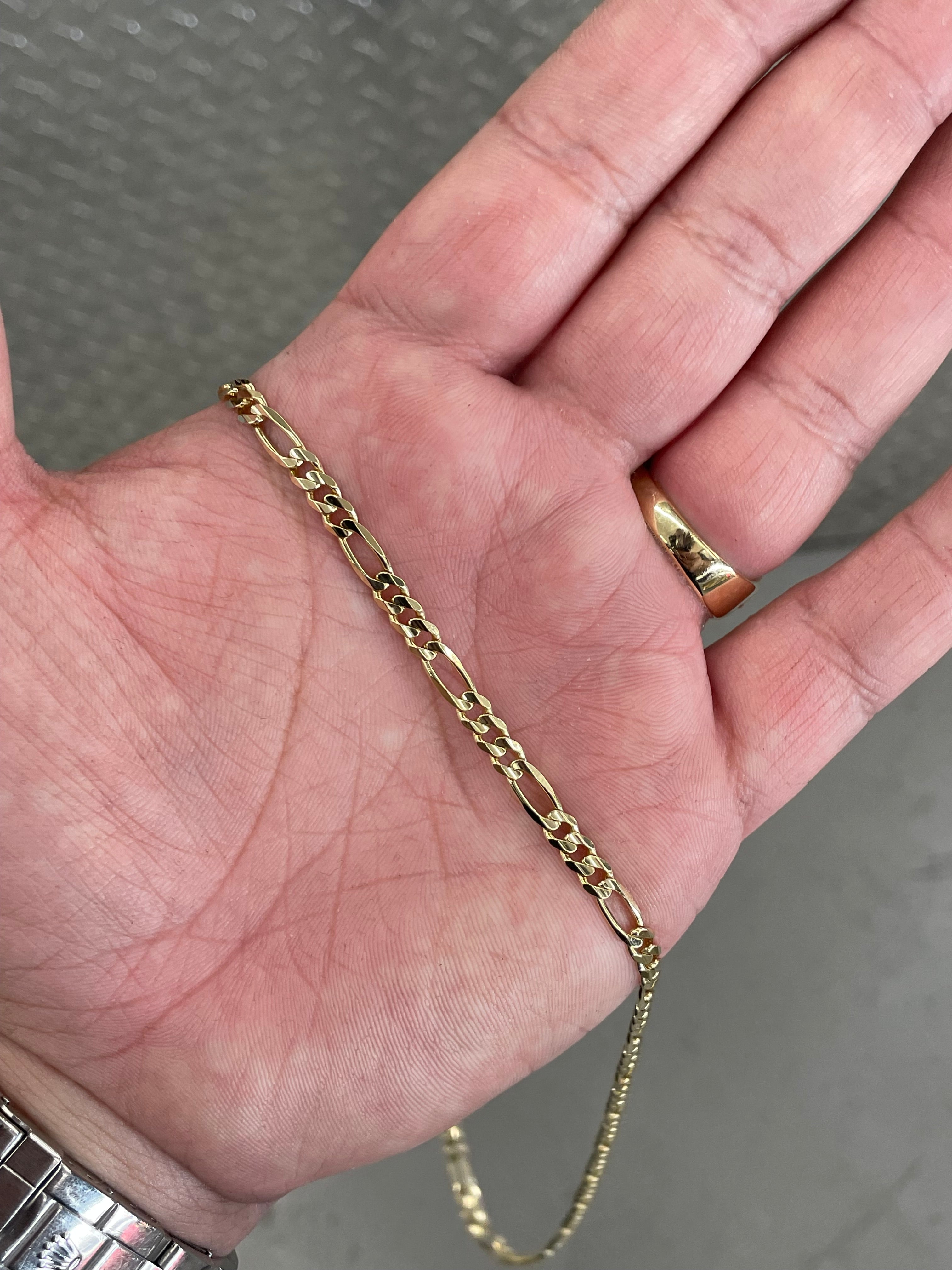 14K Solid Figaro Link Necklace