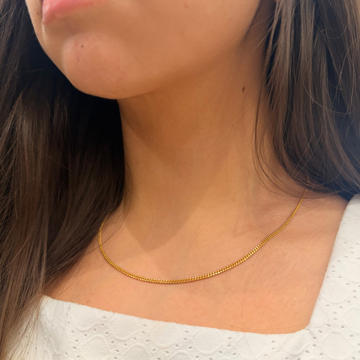 22K Yellow Gold Solid Cuban Link Necklace With Fishhook Clasp