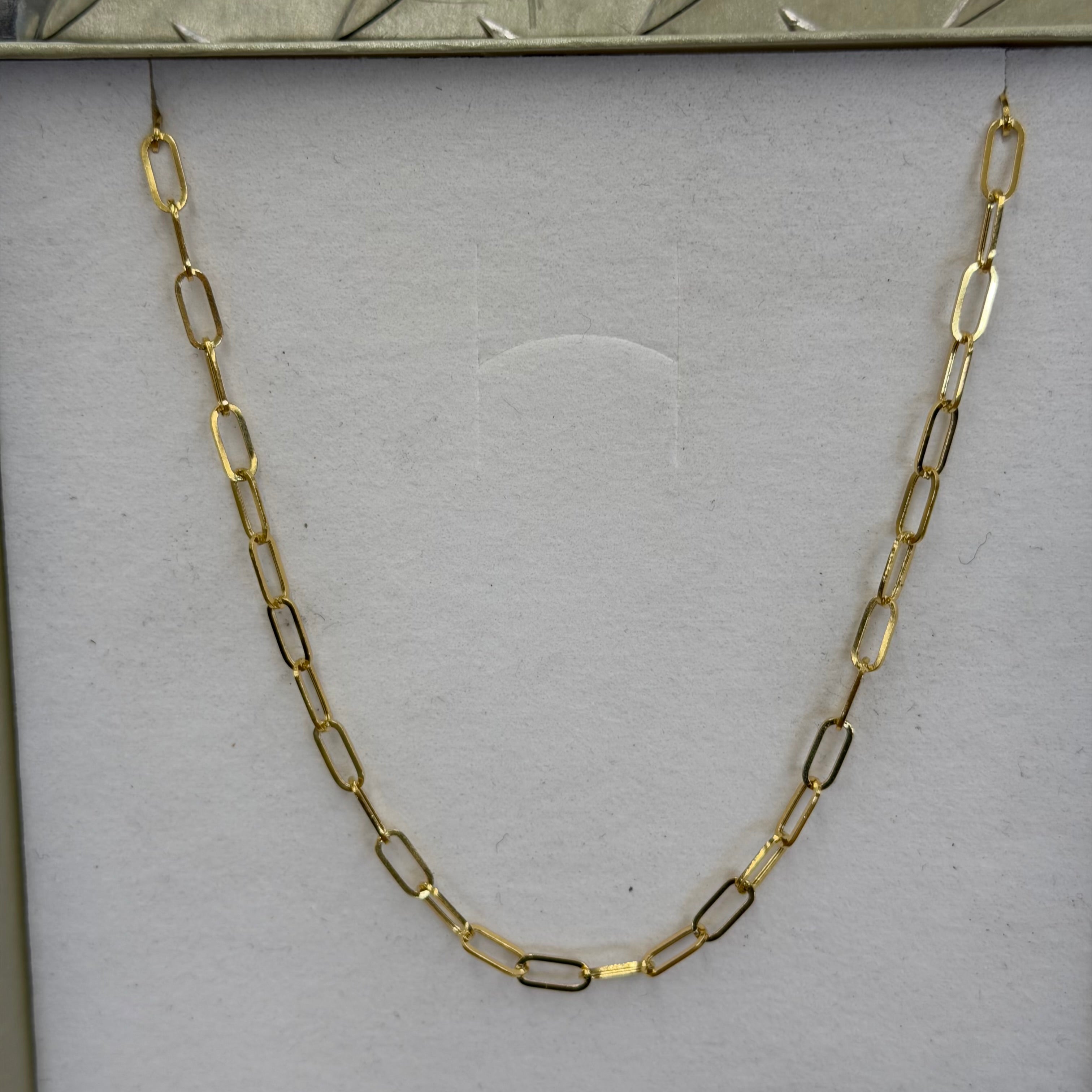 18K Yellow Gold Paperclip Necklace