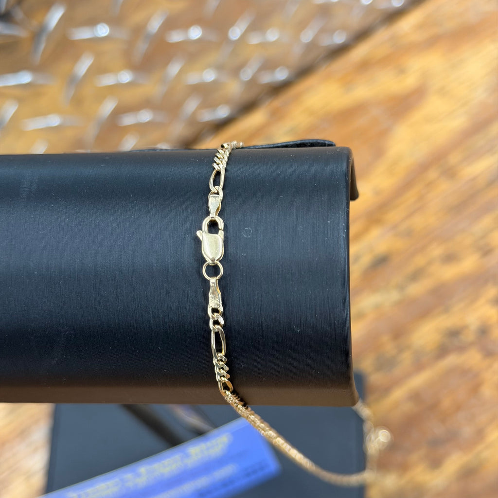 14K Yellow Gold Solid Figaro Necklace