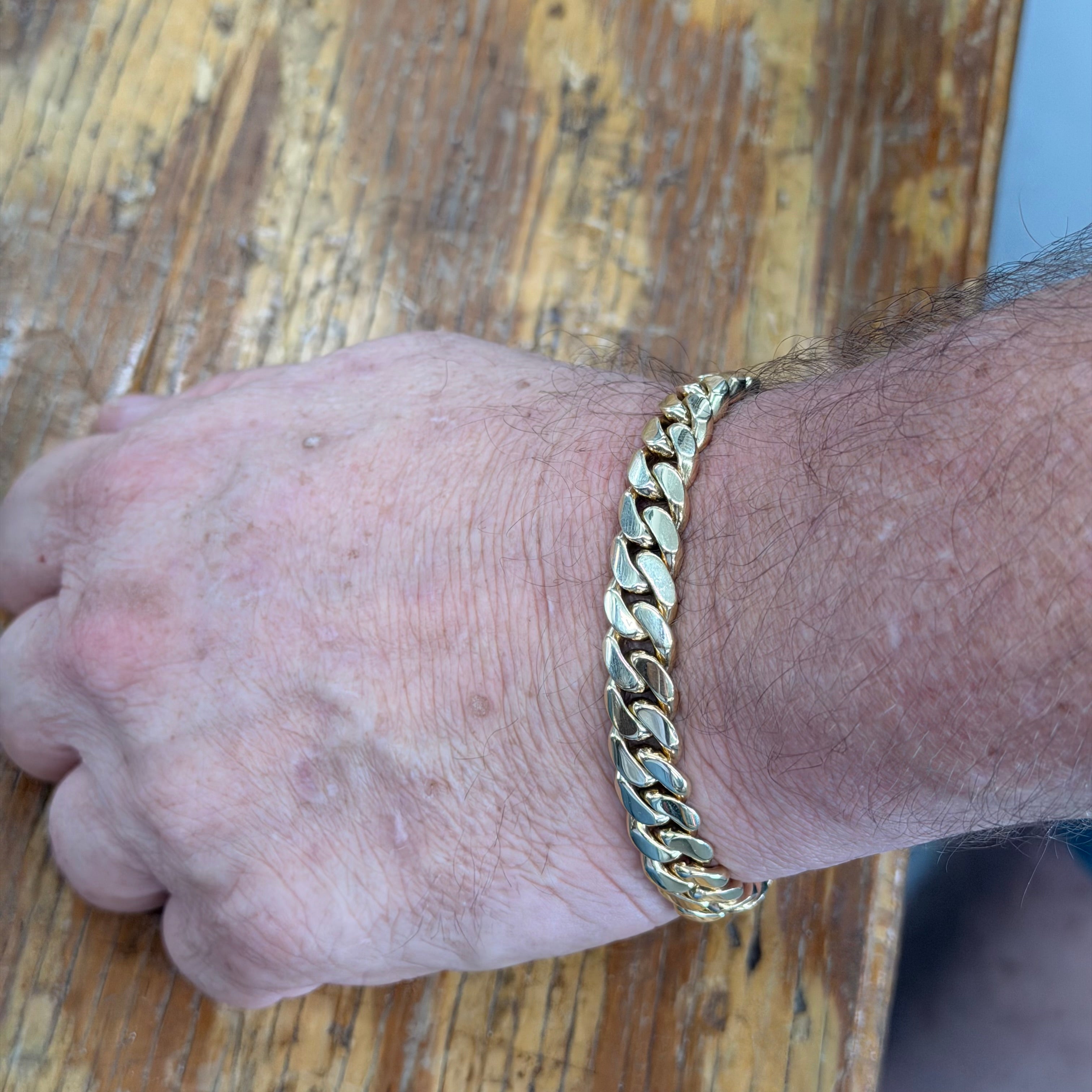 10K Yellow Gold Solid Cuban Link Bracelet