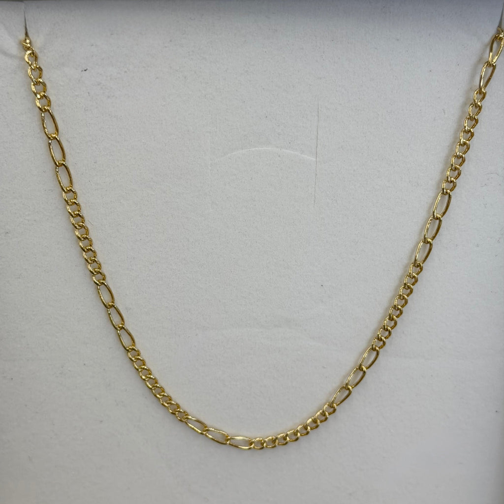 NEW 3.6 Gram 10K Yellow Gold Semi Solid Figaro Necklace