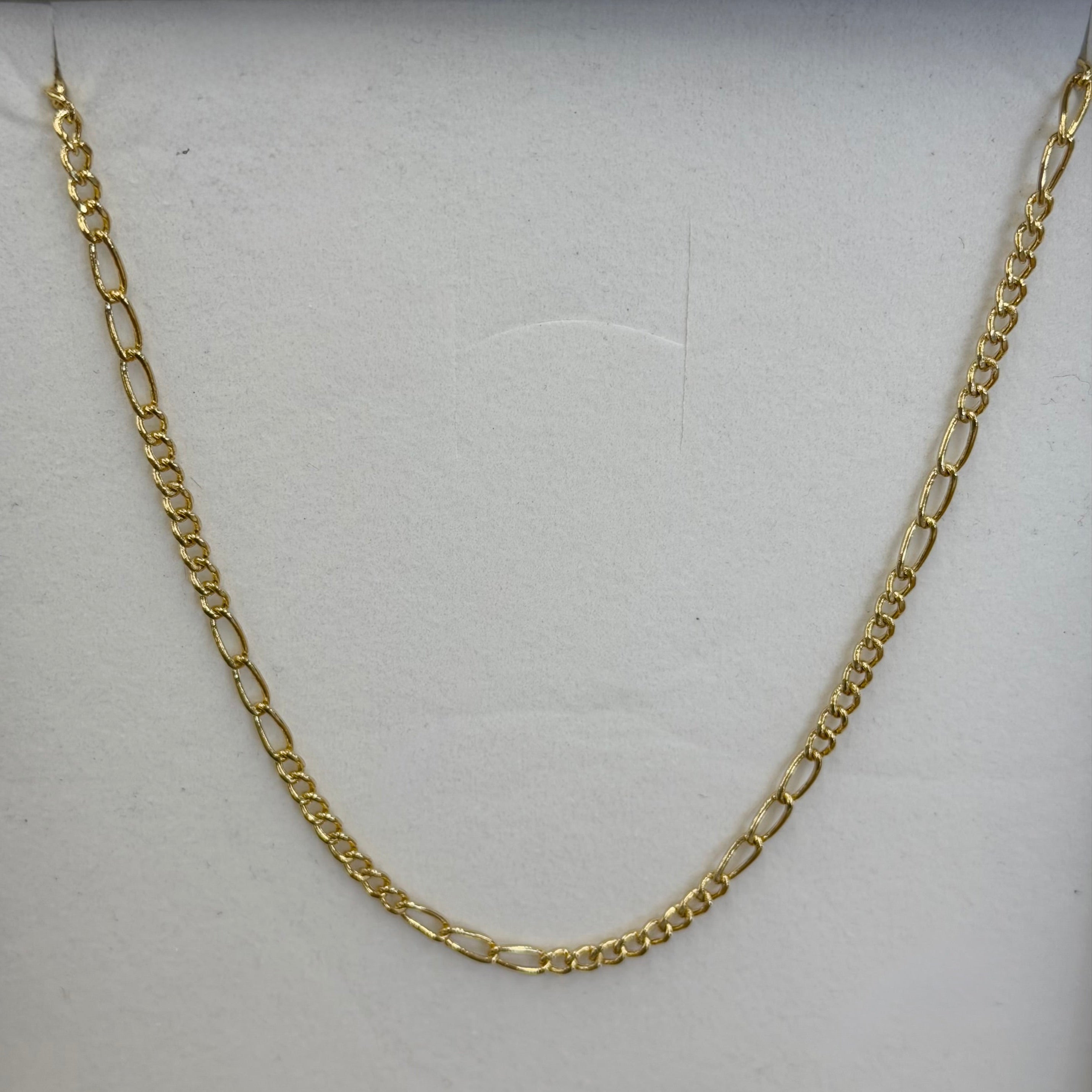 NEW 3.6 Gram 10K Yellow Gold Semi Solid Figaro Necklace
