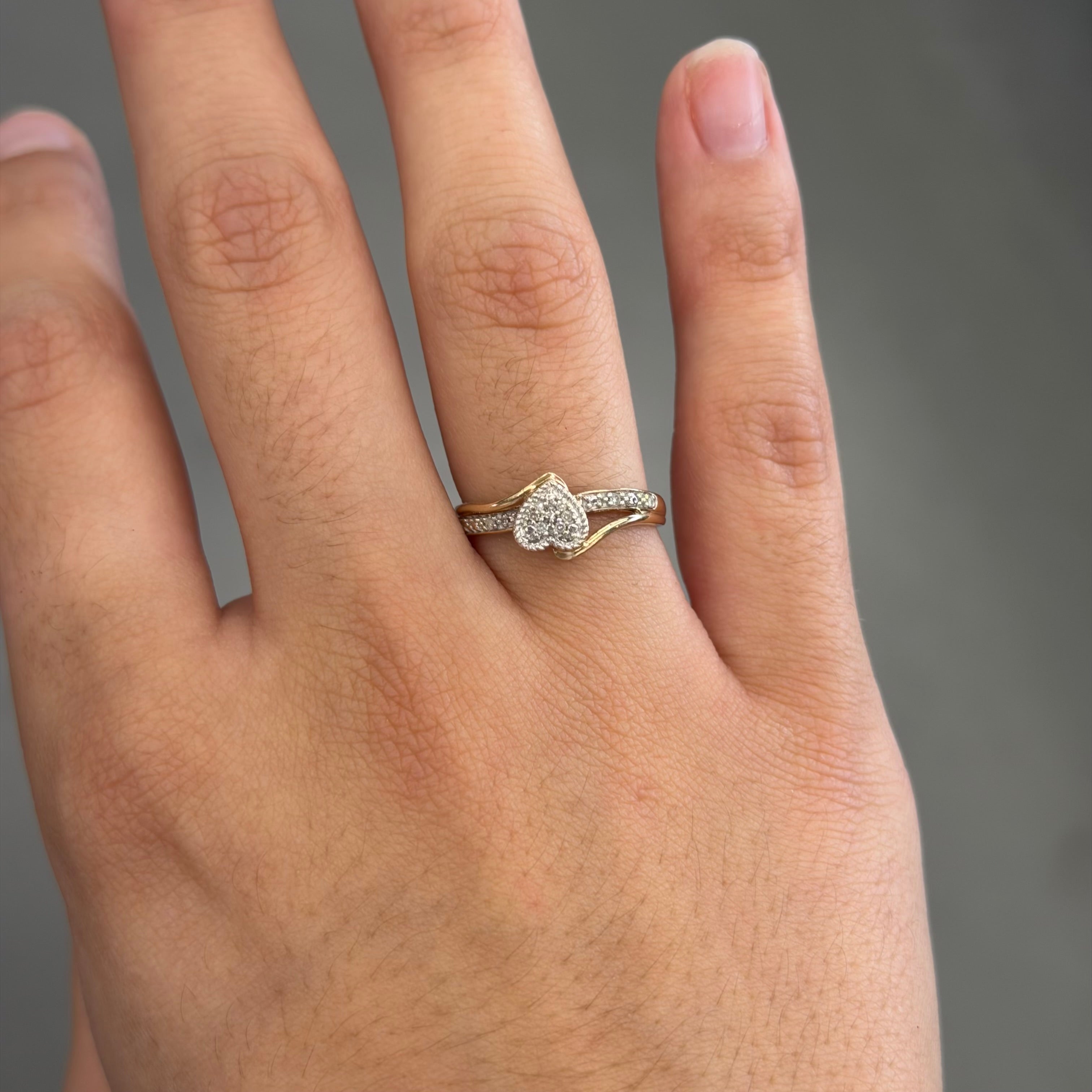 Women’s 10K Yellow Golf Heart Ring With Diamonds