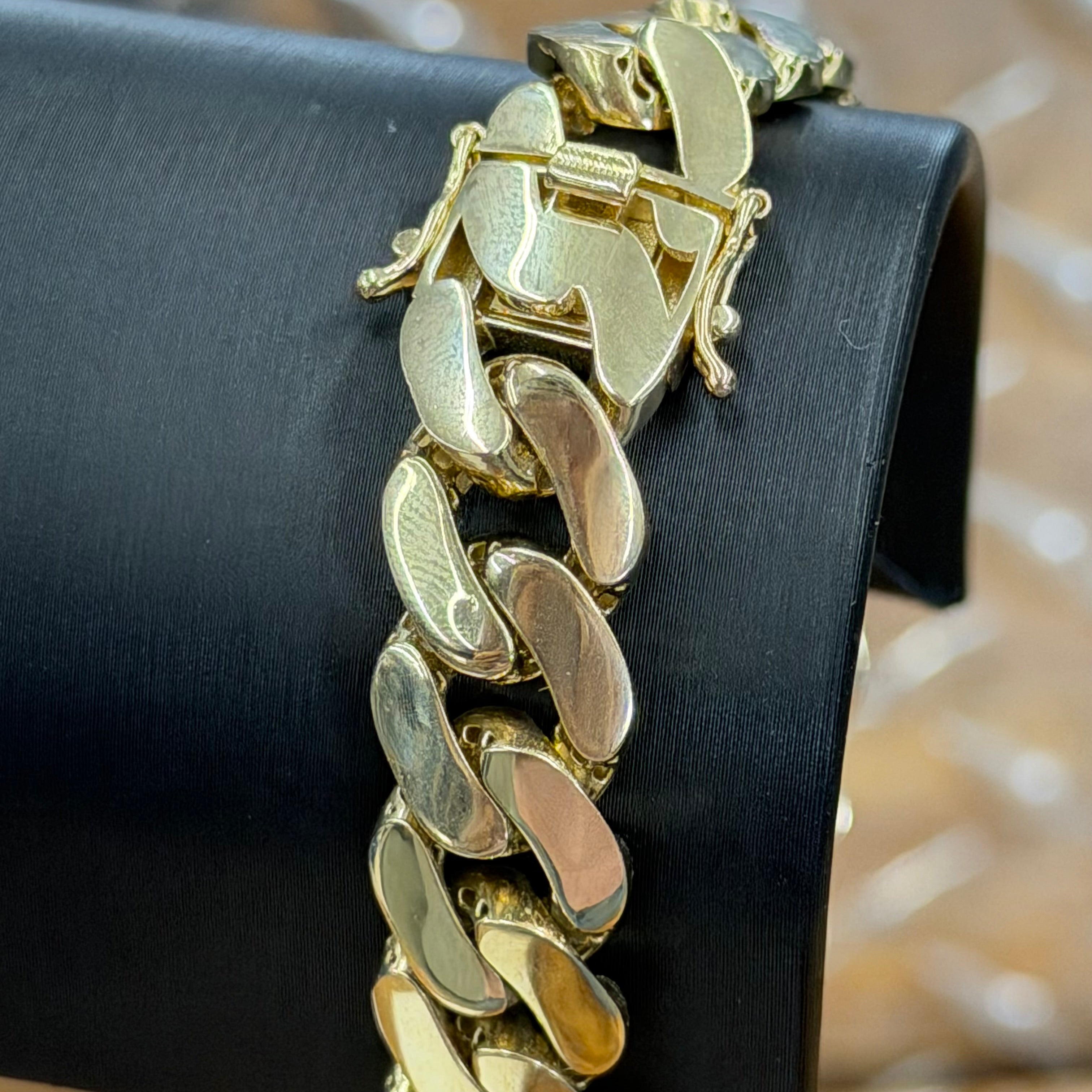 10K Yellow Gold Semi Solid Monaco Bracelet