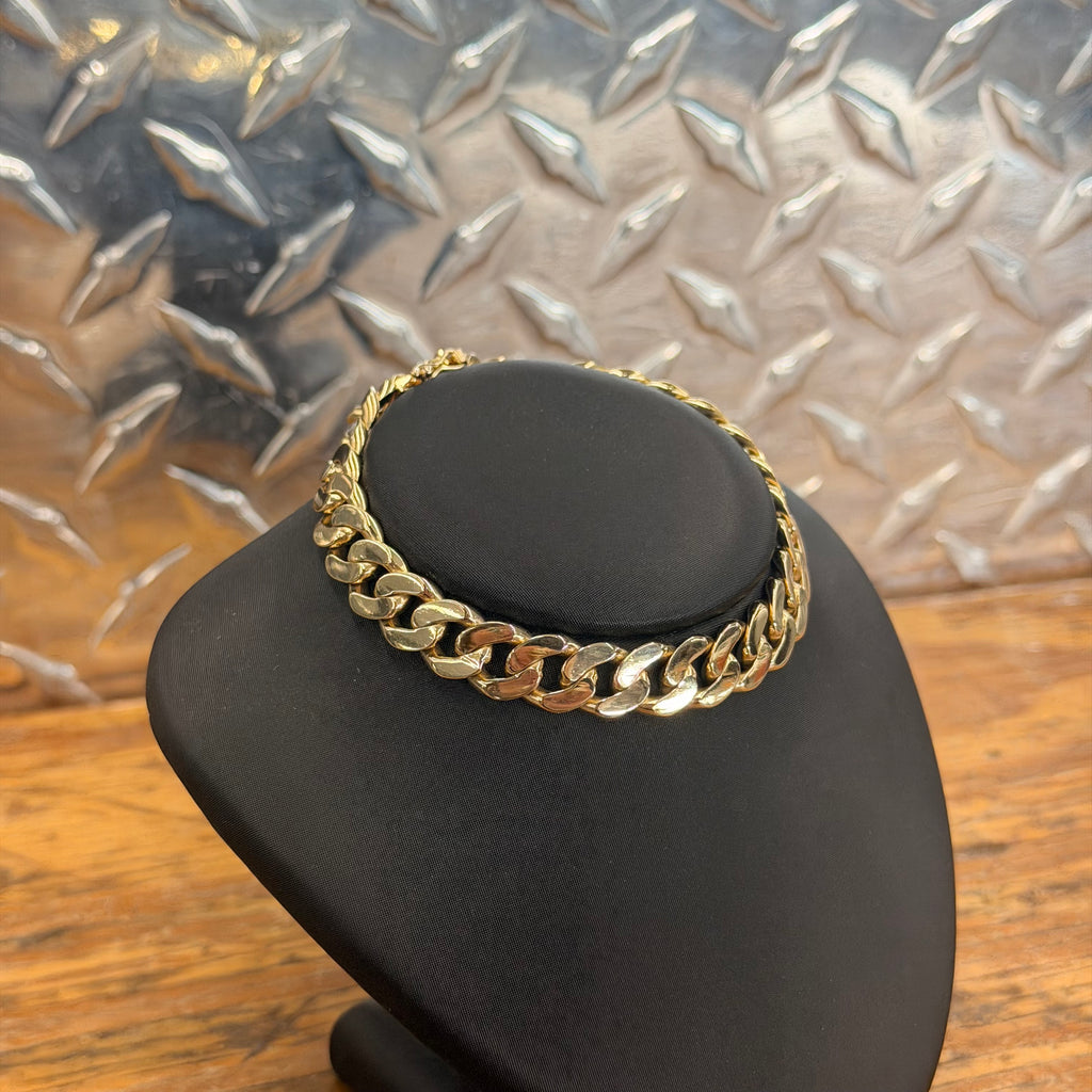 18K Yellow Gold Solid Curb Link Bracelet