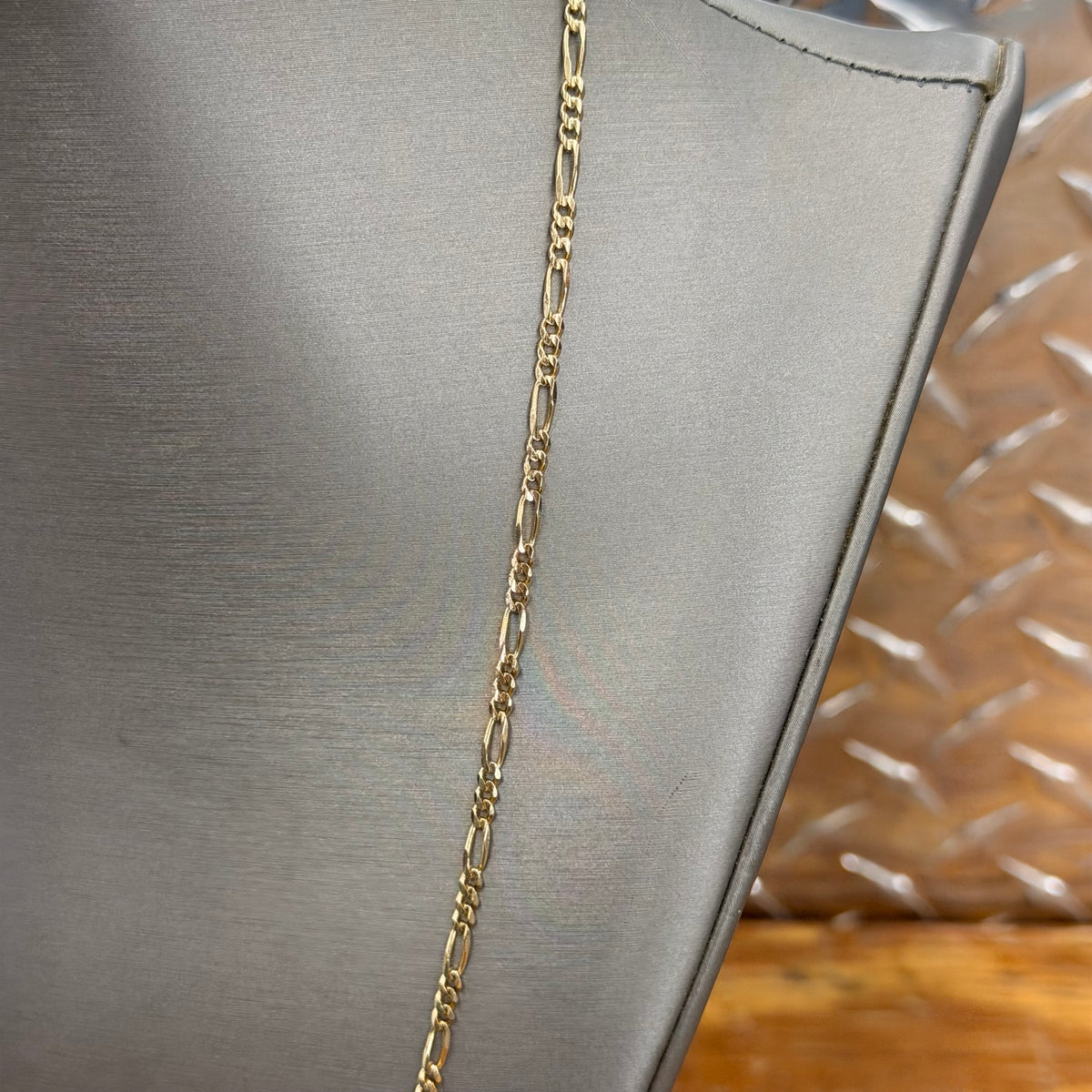 14K Yellow Gold Solid Figaro Necklace