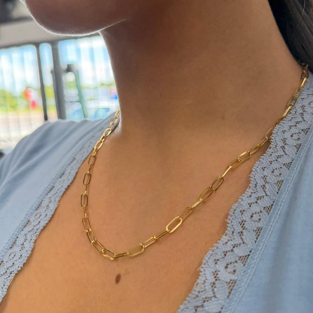 18K Yellow Gold Paperclip Necklace