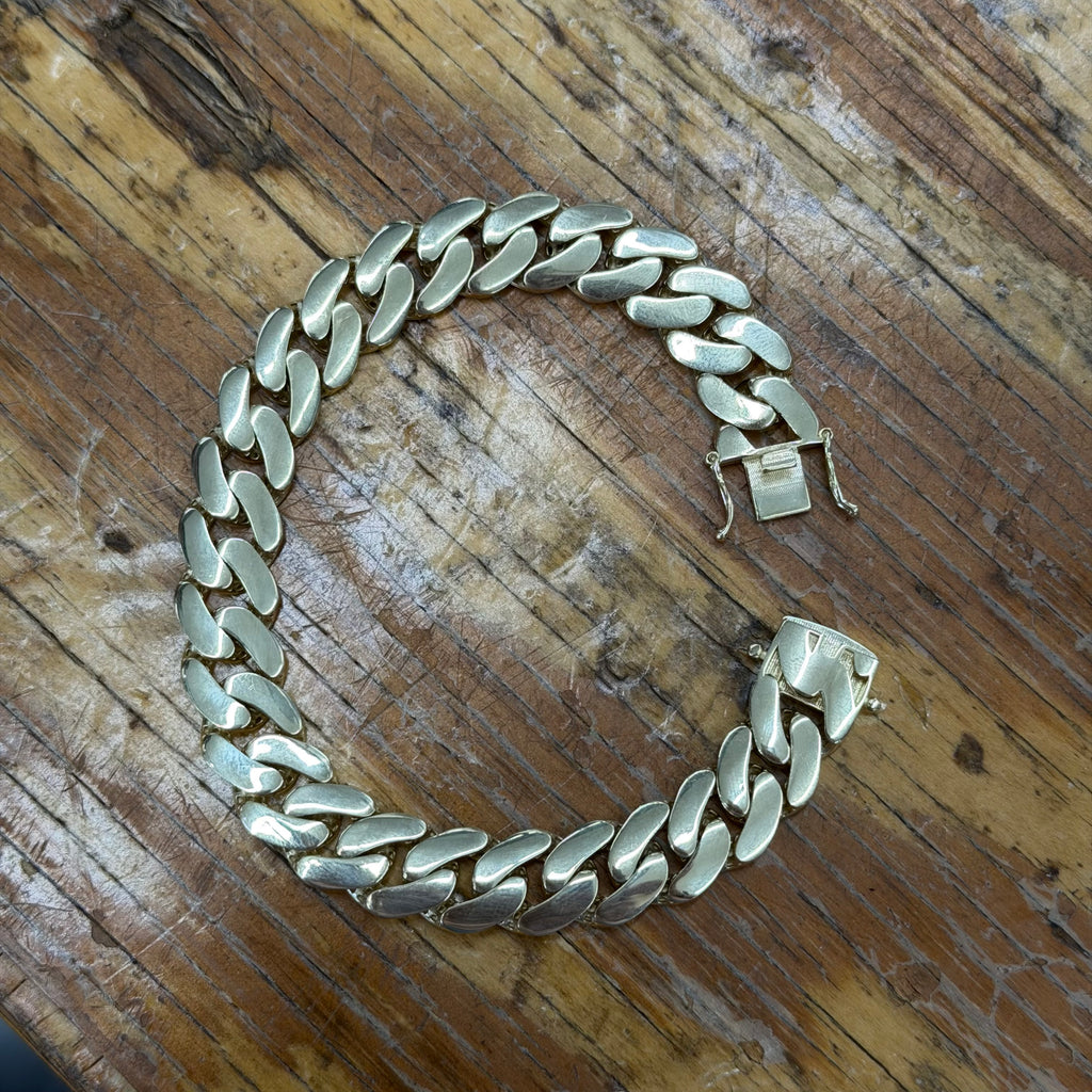 10K Yellow Gold Semi Solid Monaco Bracelet