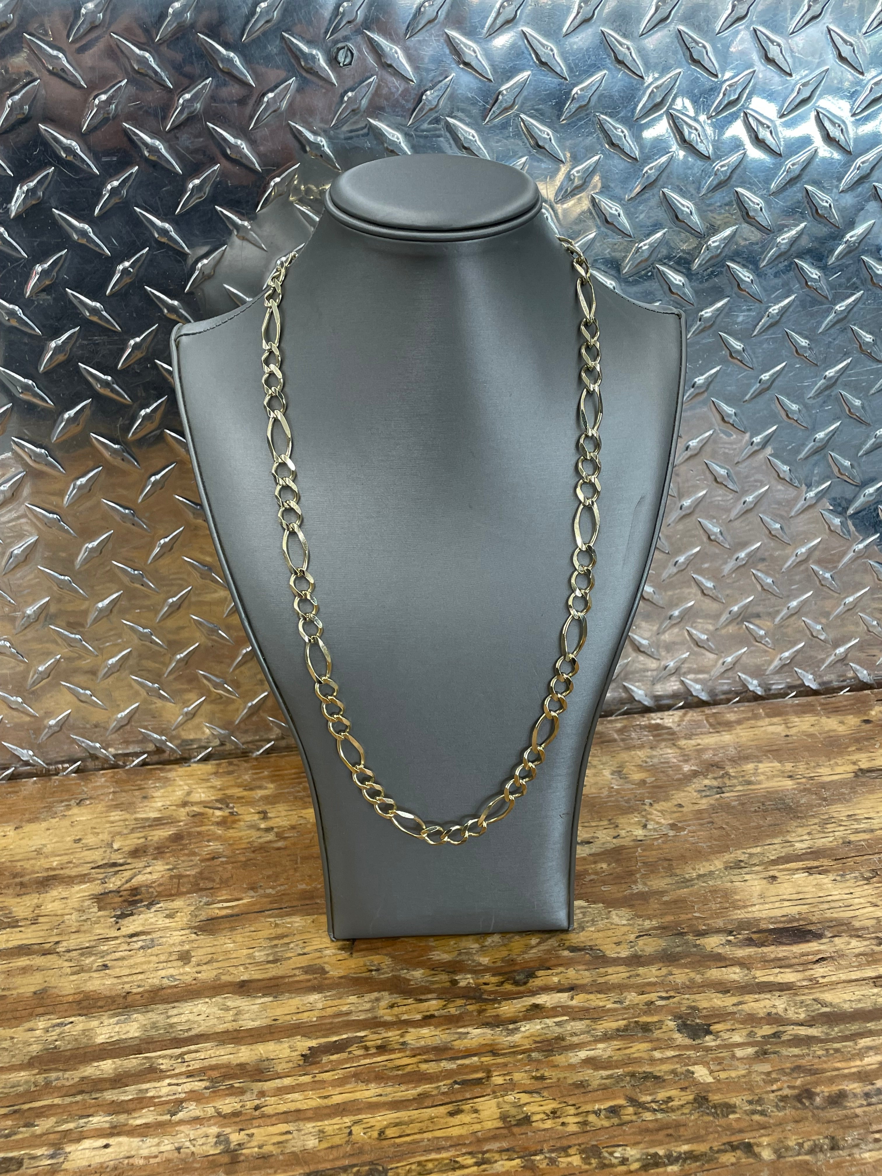 10K Yellow Gold Solid Figaro Necklace
