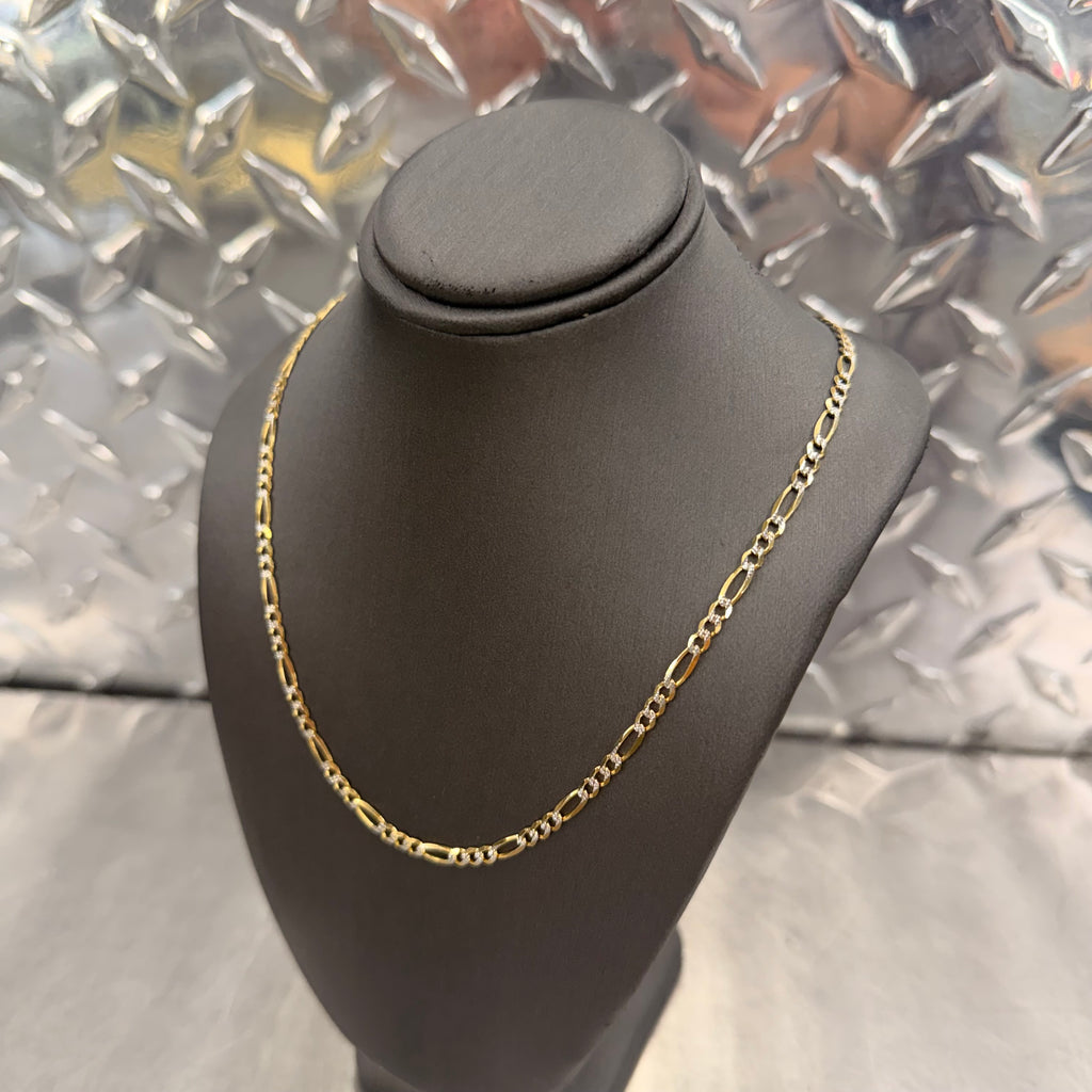 14K Yellow Gold Diamond Cut Figaro Necklace