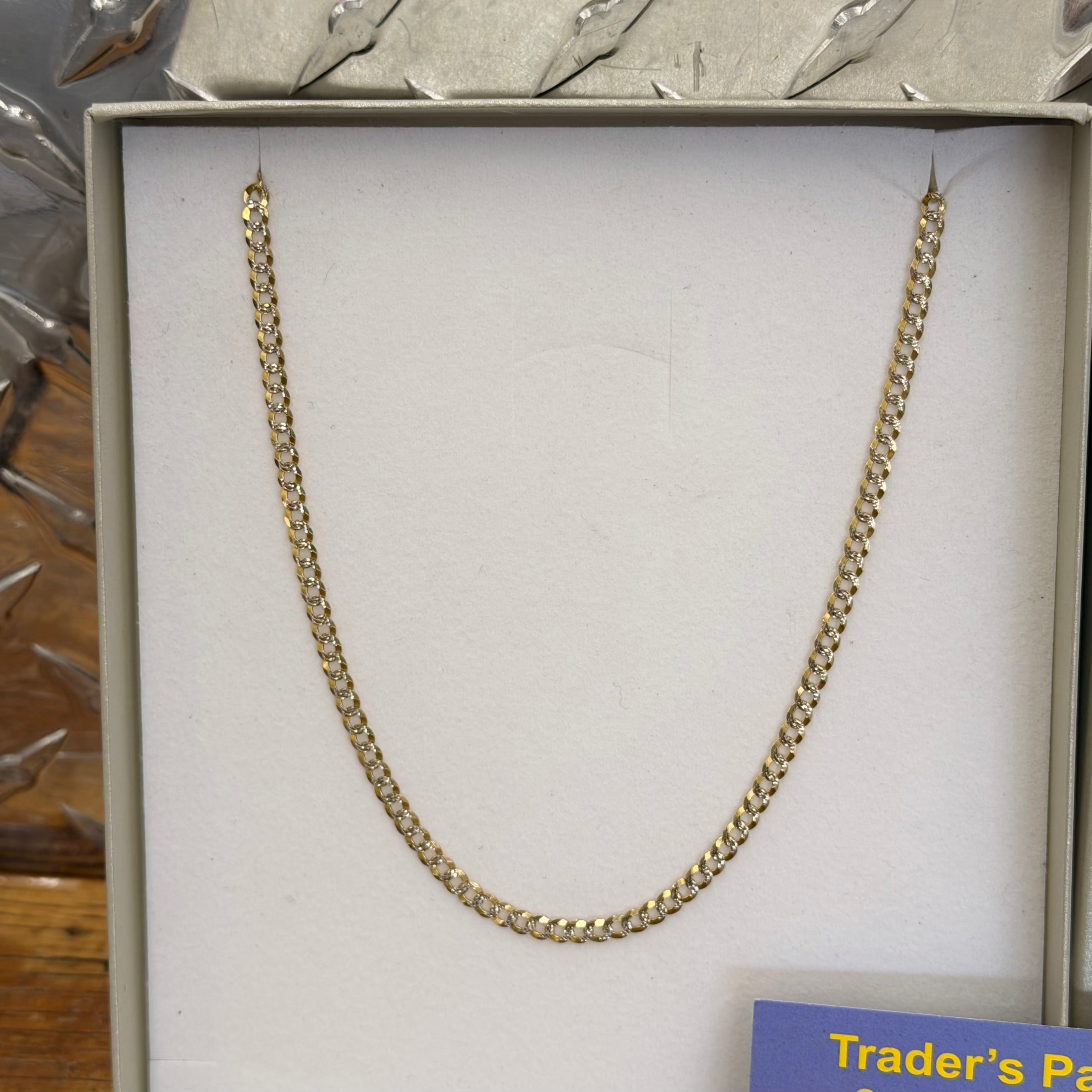 14K Yellow Gold Diamond Cut Curb Link Necklace