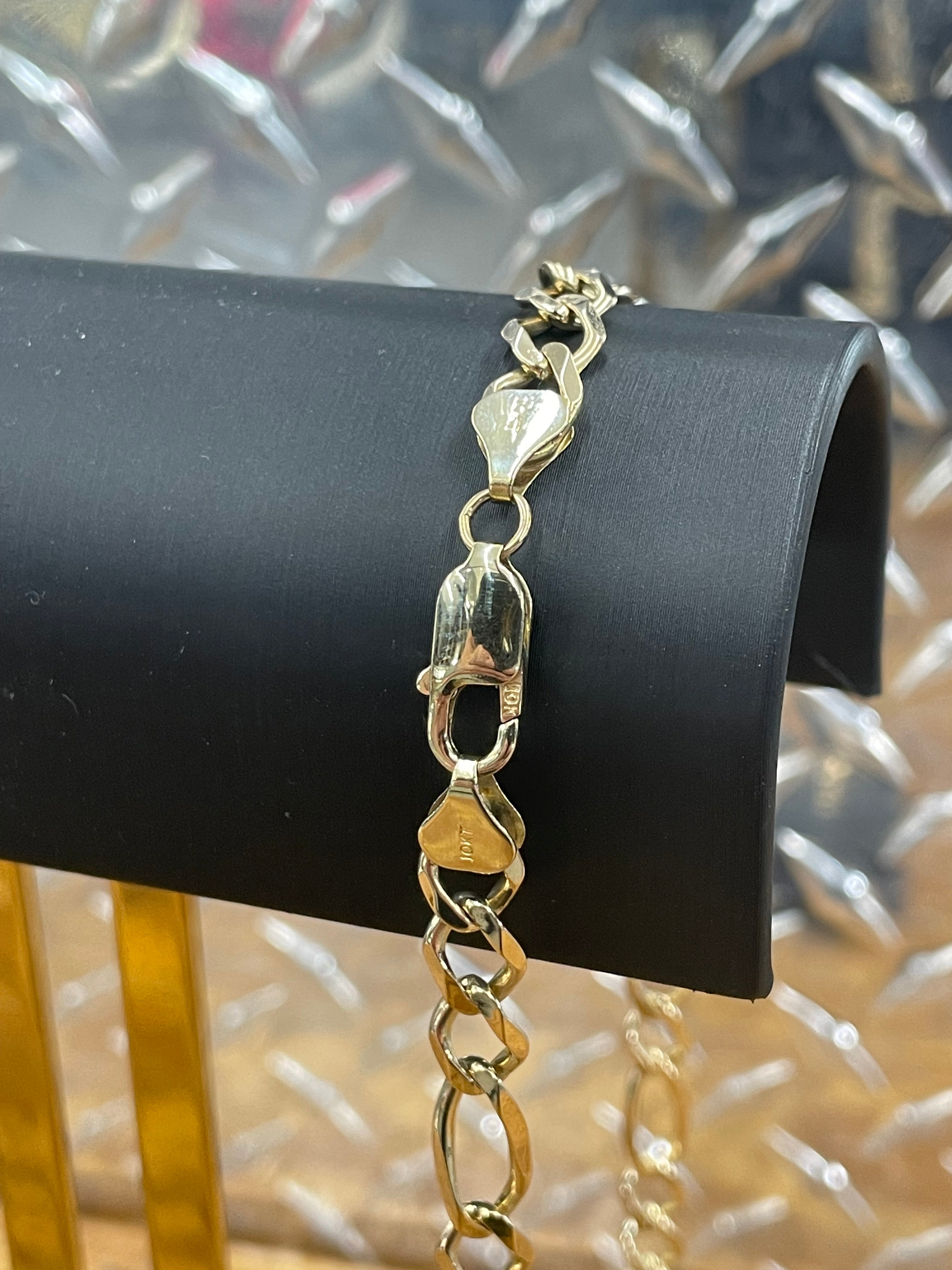 10K Yellow Gold Solid Figaro Necklace