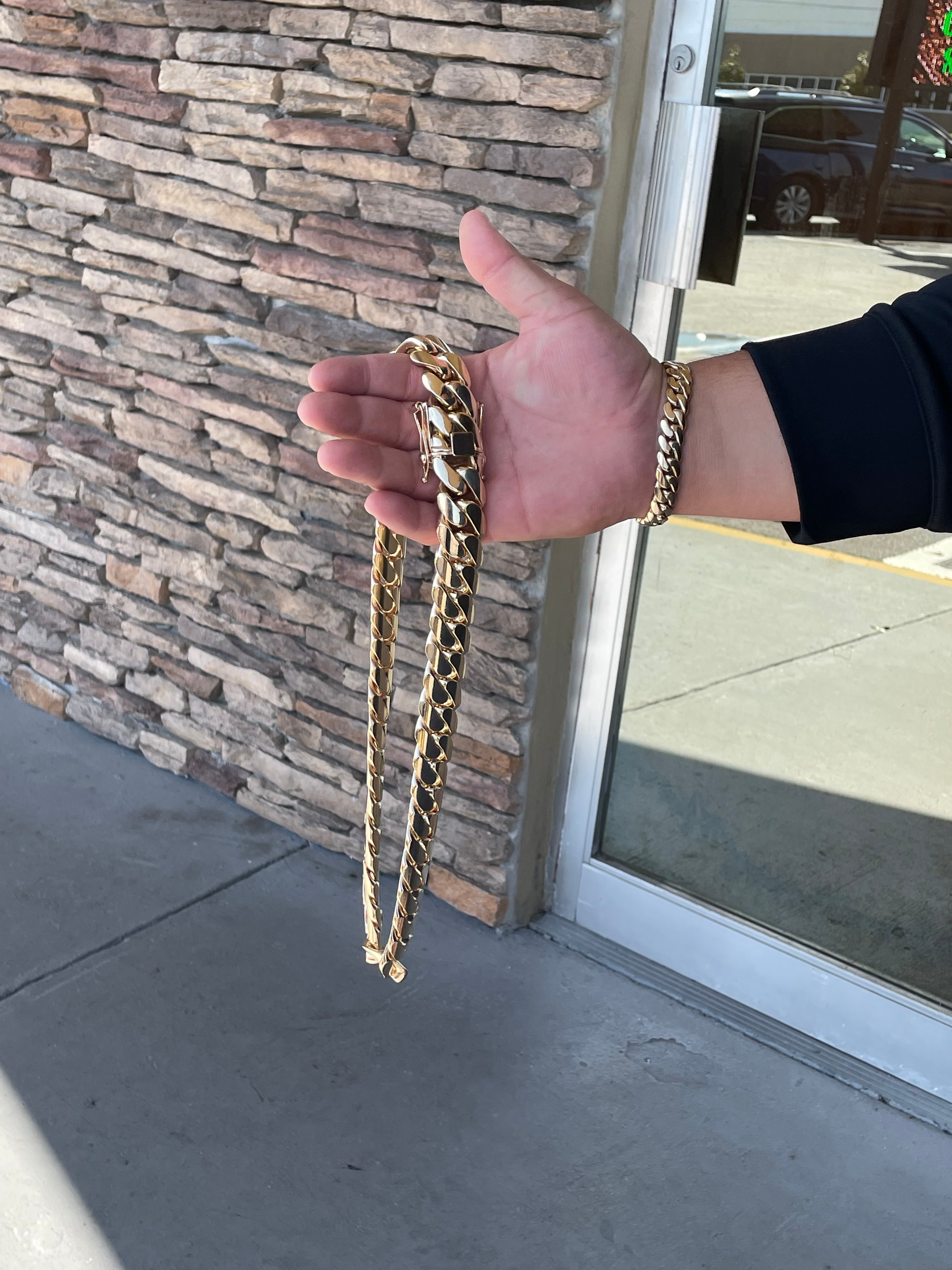 10K Yellow Gold Solid Cuban Link Necklace