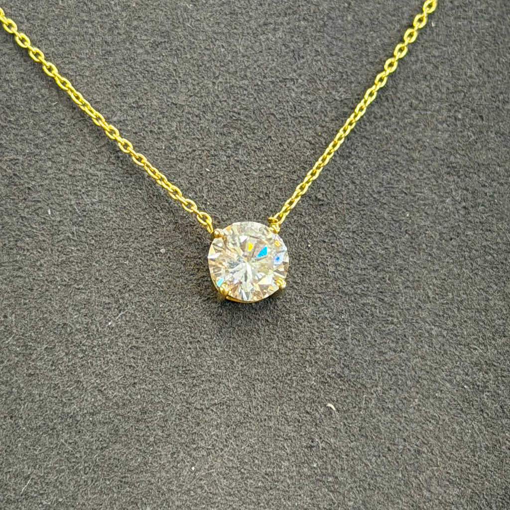 14K Yellow Gold Lab Diamond Solitaire Necklace