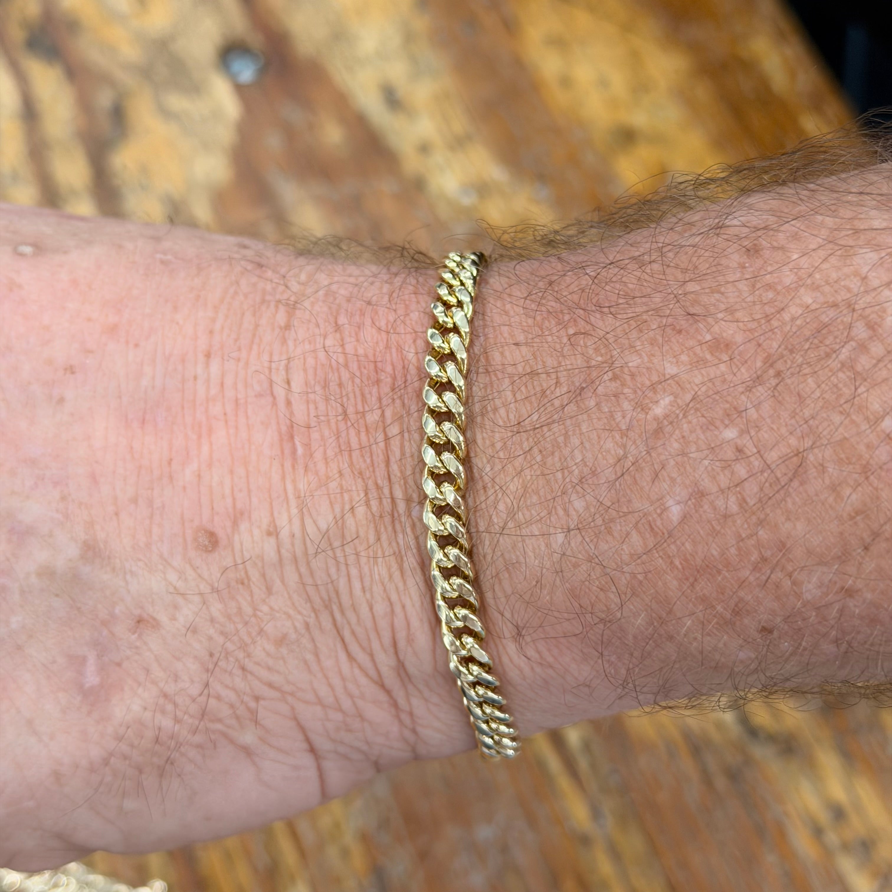 10K Yellow Gold Semi Solid Cuban Link Bracelet