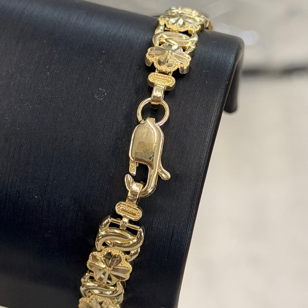 Women’s 10K Yellow Gold Flower Link Bracelet