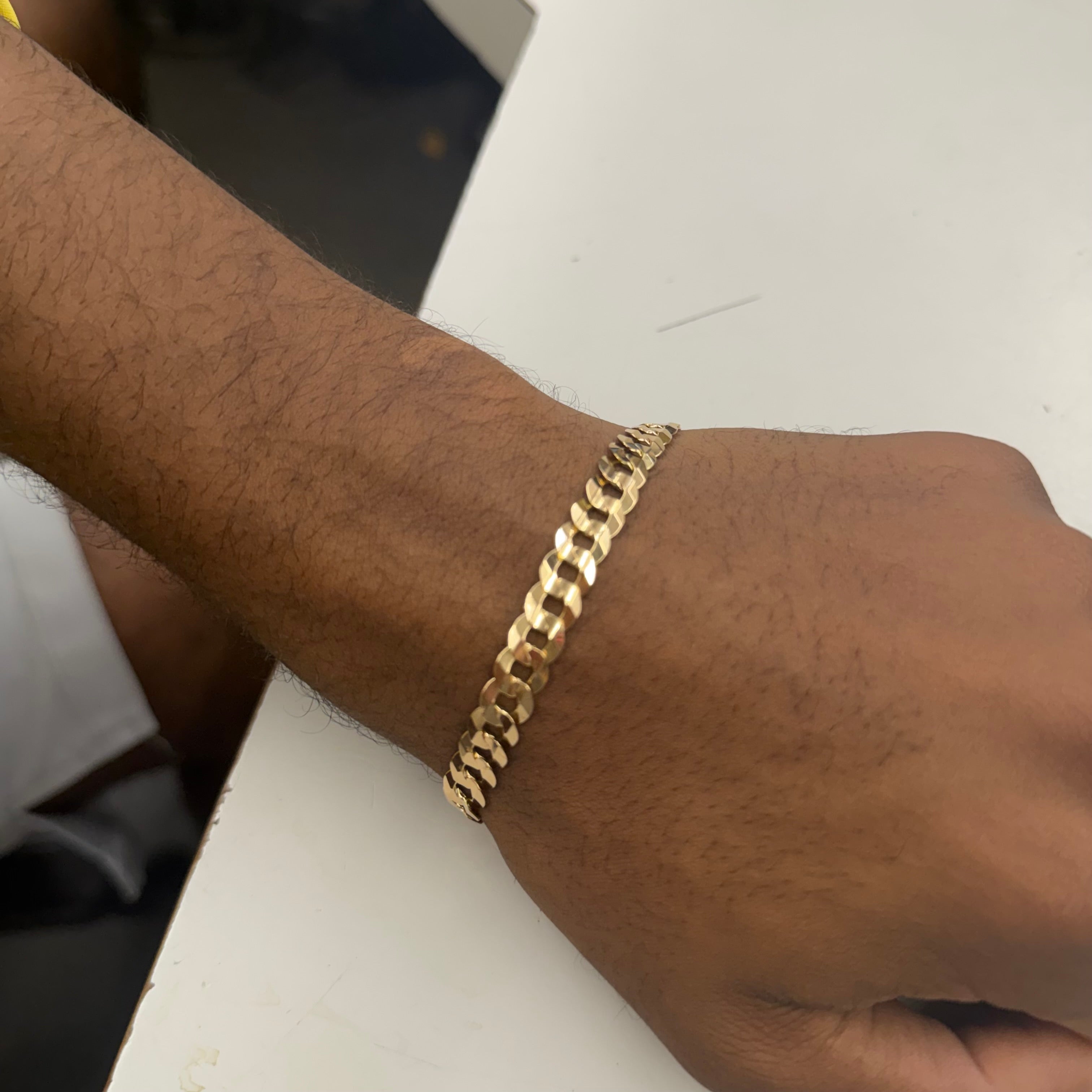 14K Yellow Gold Solid Curb Link Bracelet
