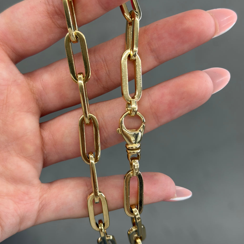NEW Women’s 14K Yellow Gold Solid Paperclip Necklace