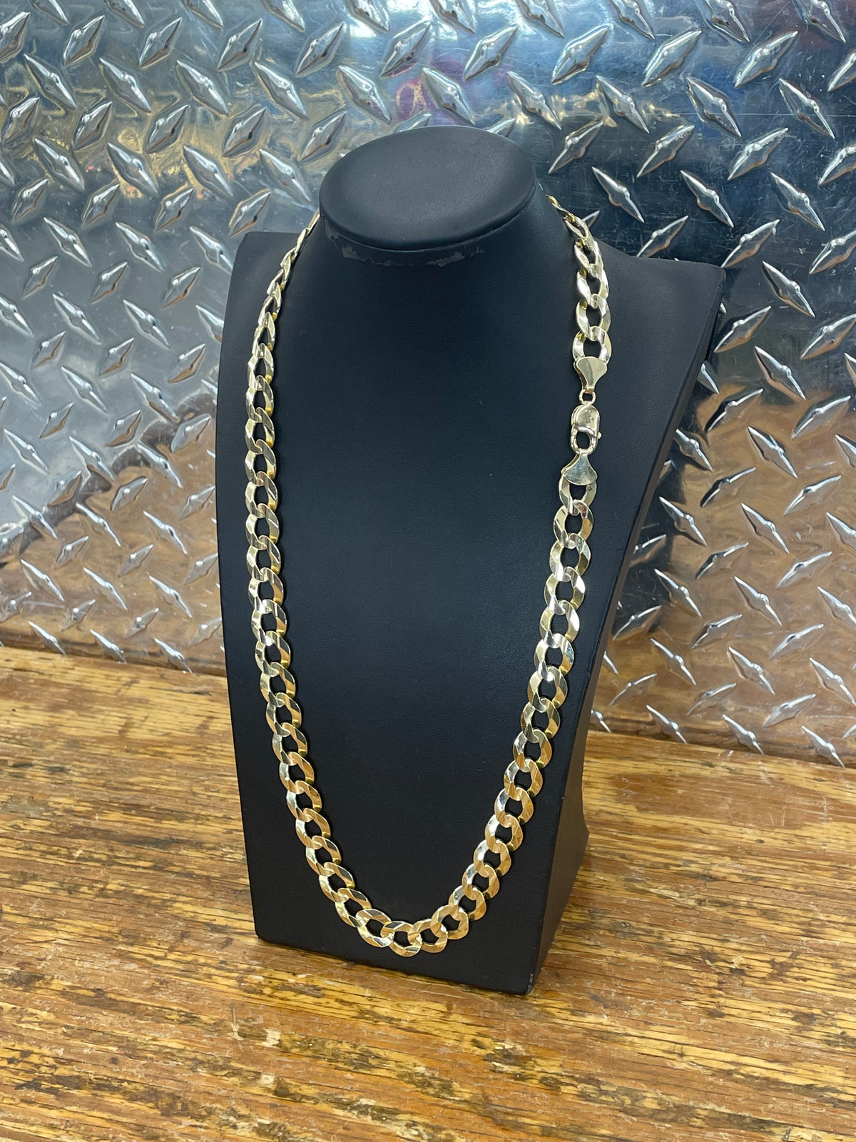 New 10K Yellow Gold Solid Curb Link Necklace