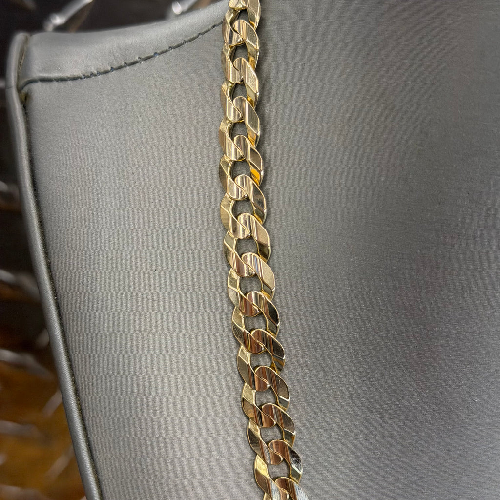 10K Yellow Gold Solid Curb Link Necklace