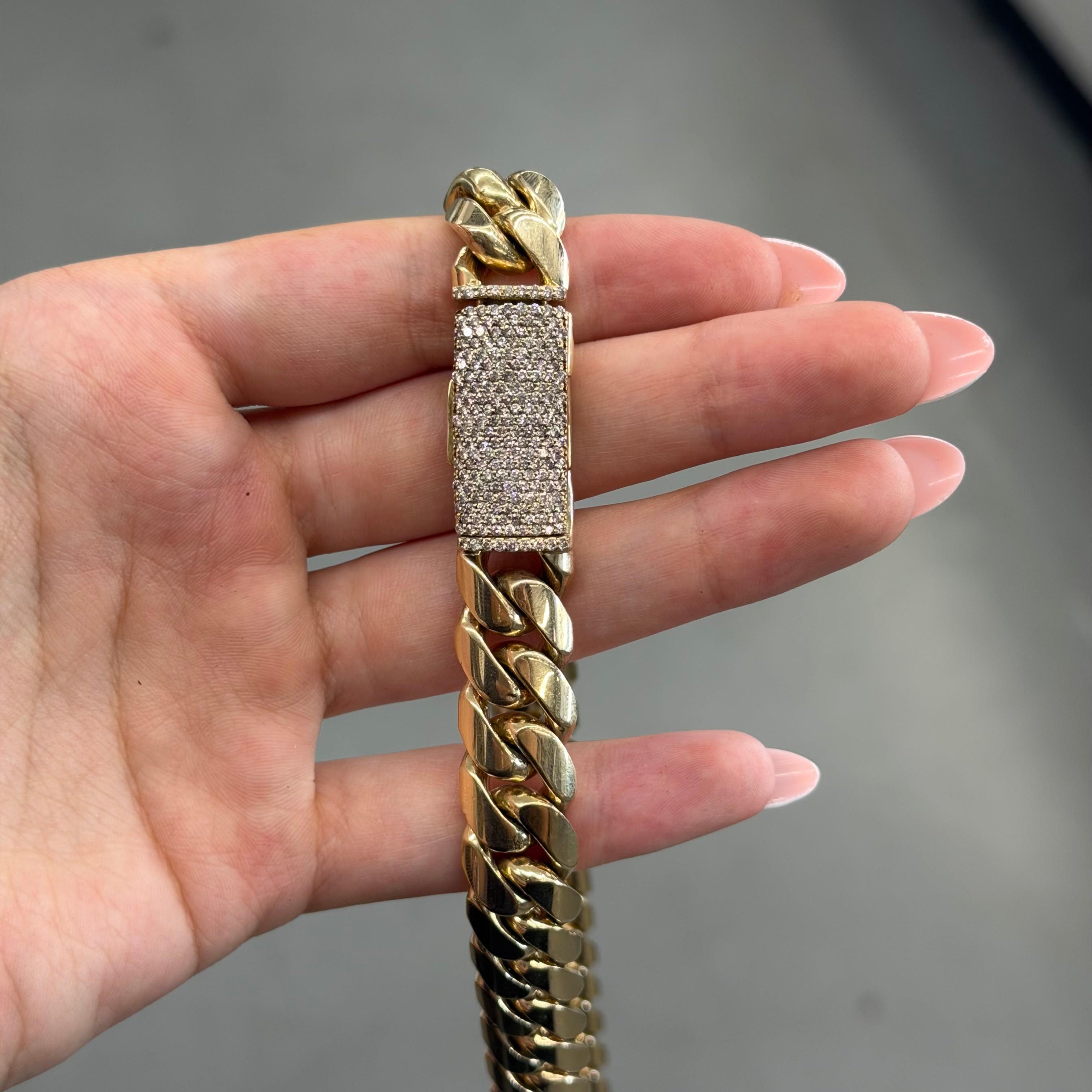 10K Yellow Gold Solid Cuban With 3 CT TW Diamond Clasp