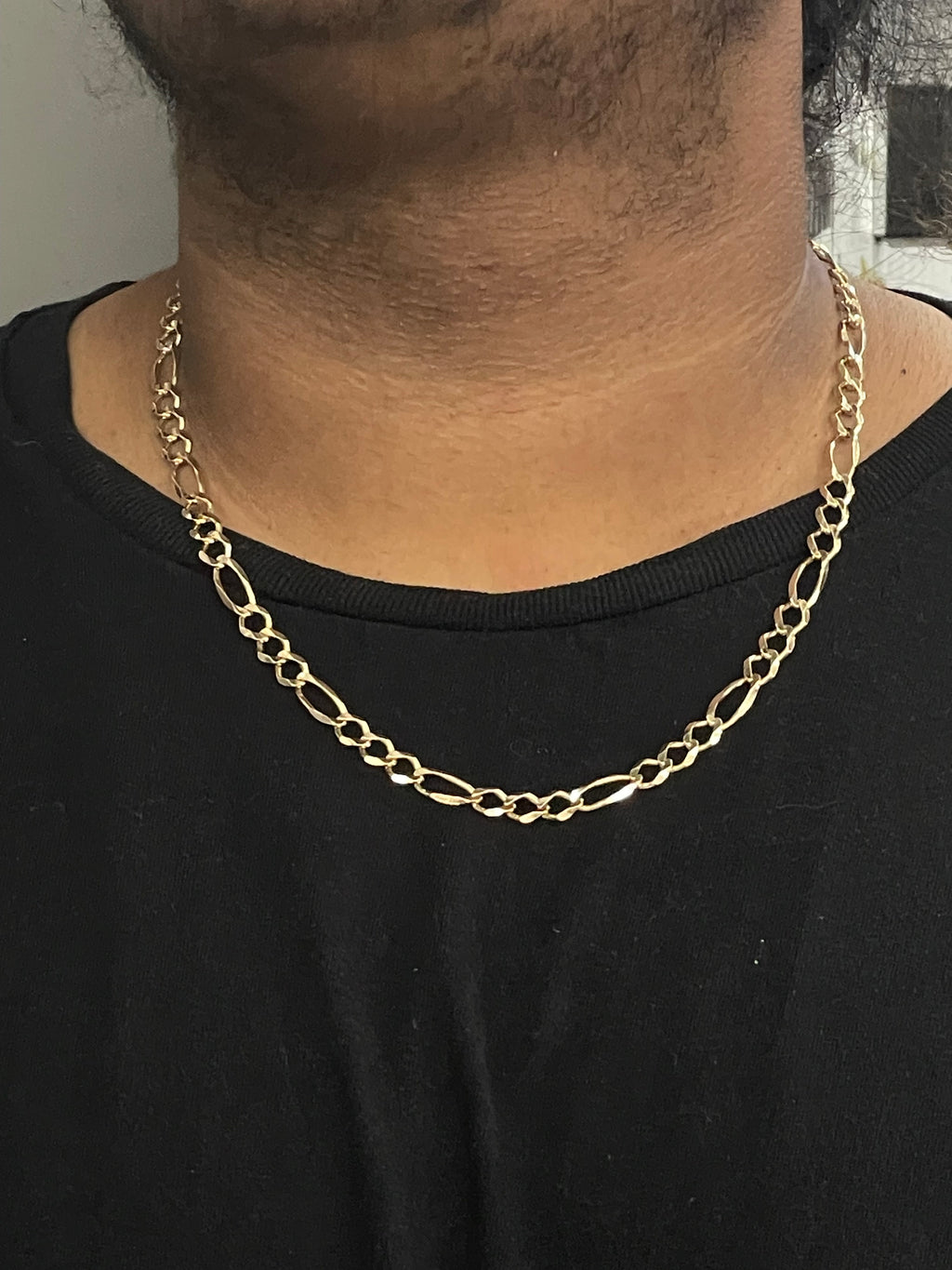 10K Yellow Gold Solid Figaro Necklace
