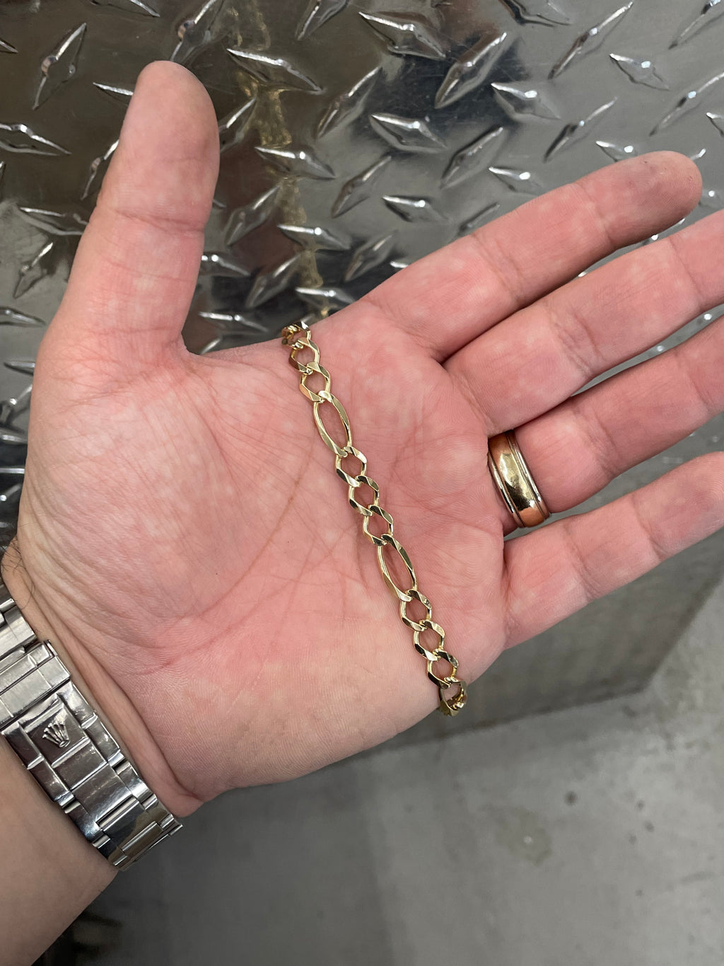 10K Yellow Gold Solid Figaro Necklace