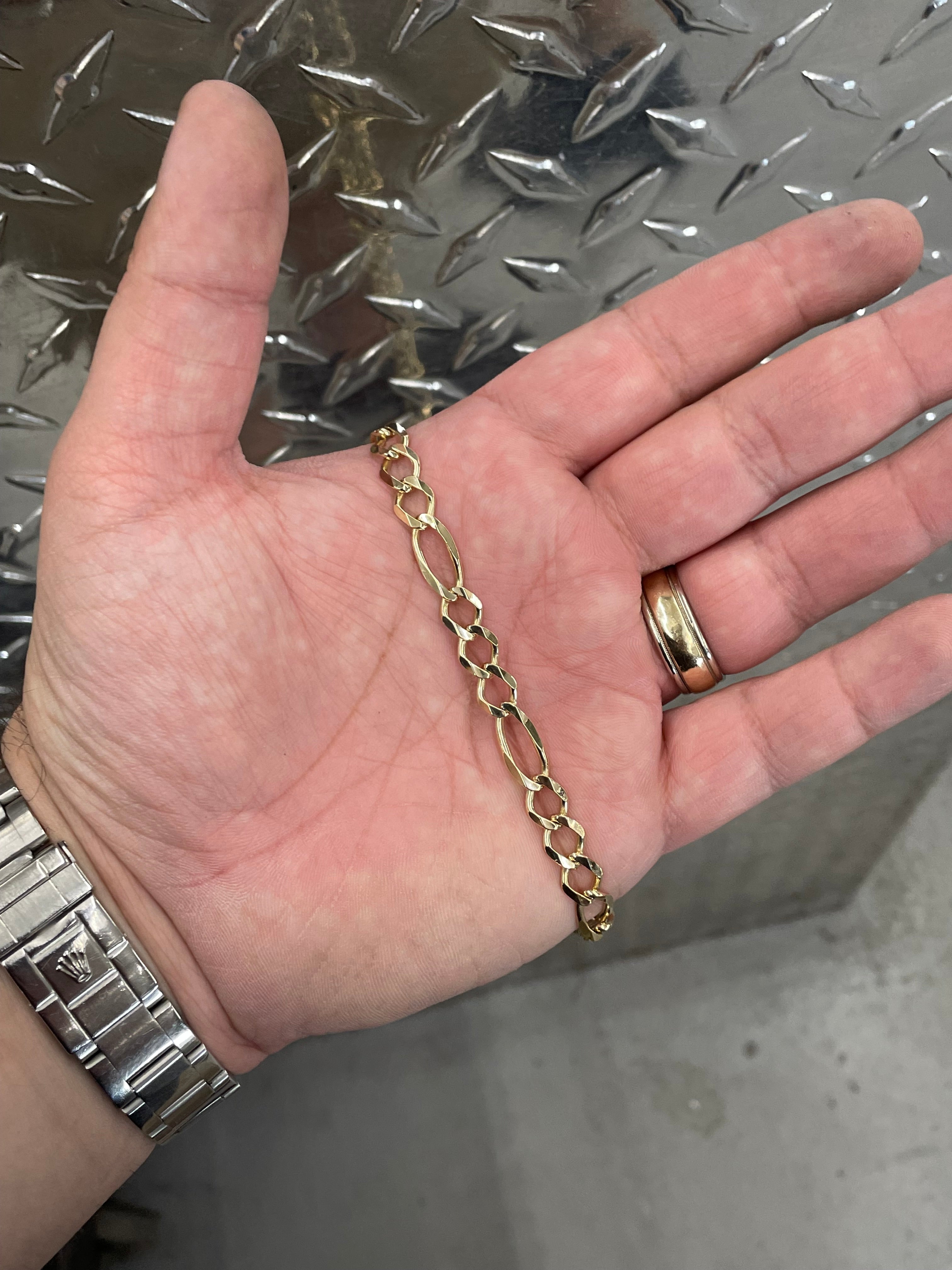 10K Yellow Gold Solid Figaro Necklace