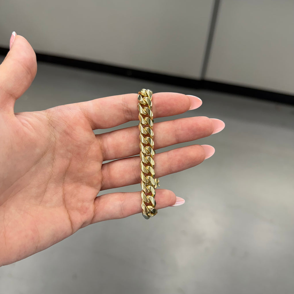 10K Yellow Gold Solid Cuban Link Bracelet