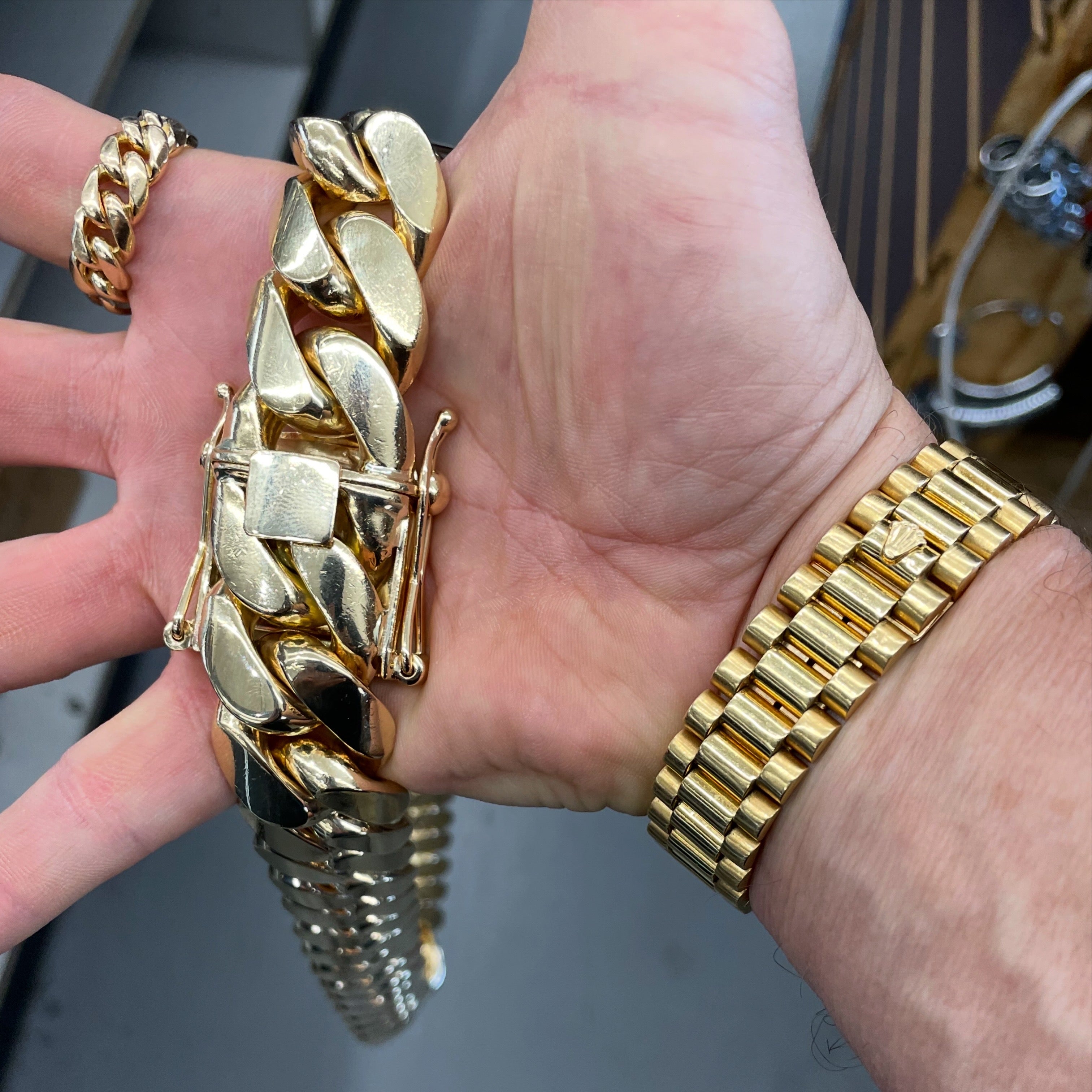10K Yellow Gold Solid Cuban Link Necklace