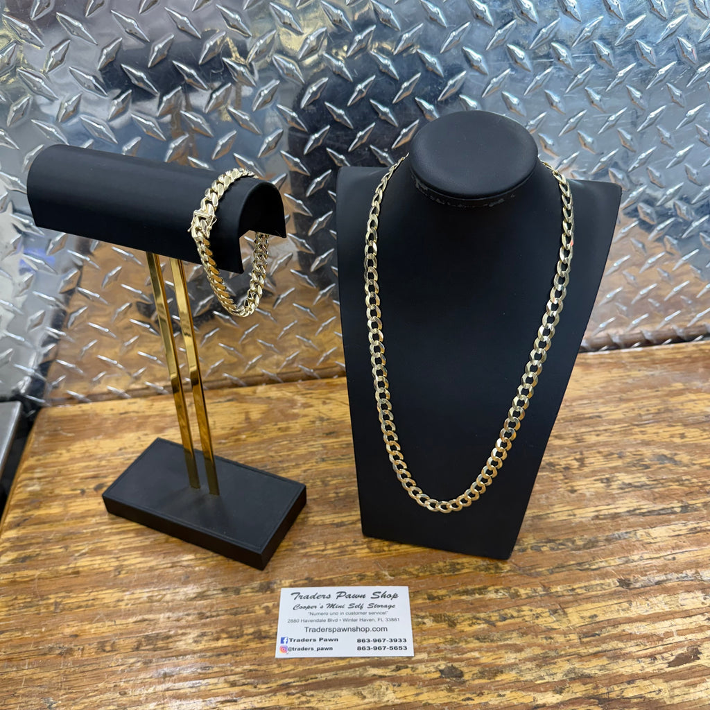 10K Yellow Gold Solid Curb Link Necklace