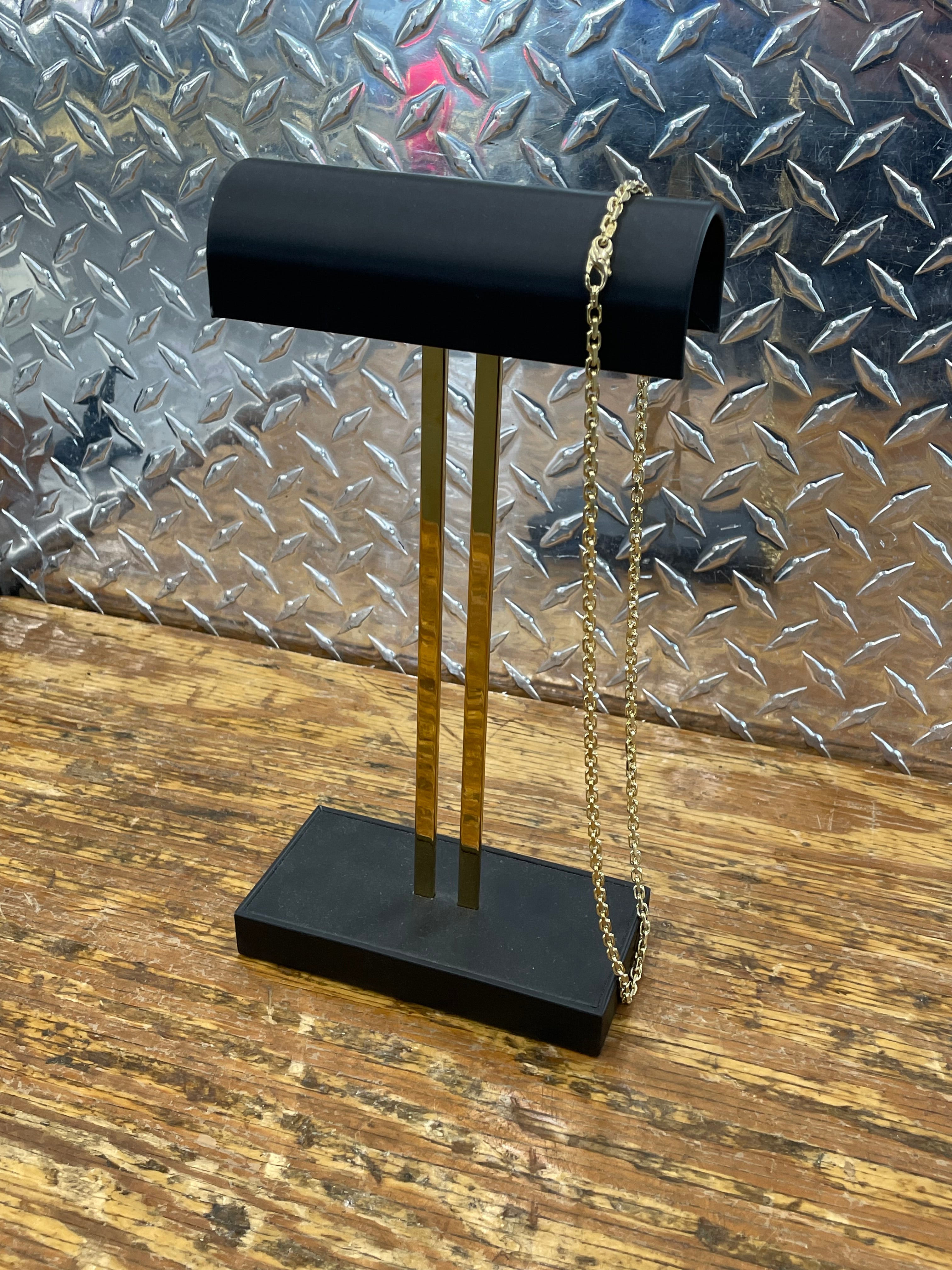 New 10K Yellow Gold Solid Anchor Link Necklace