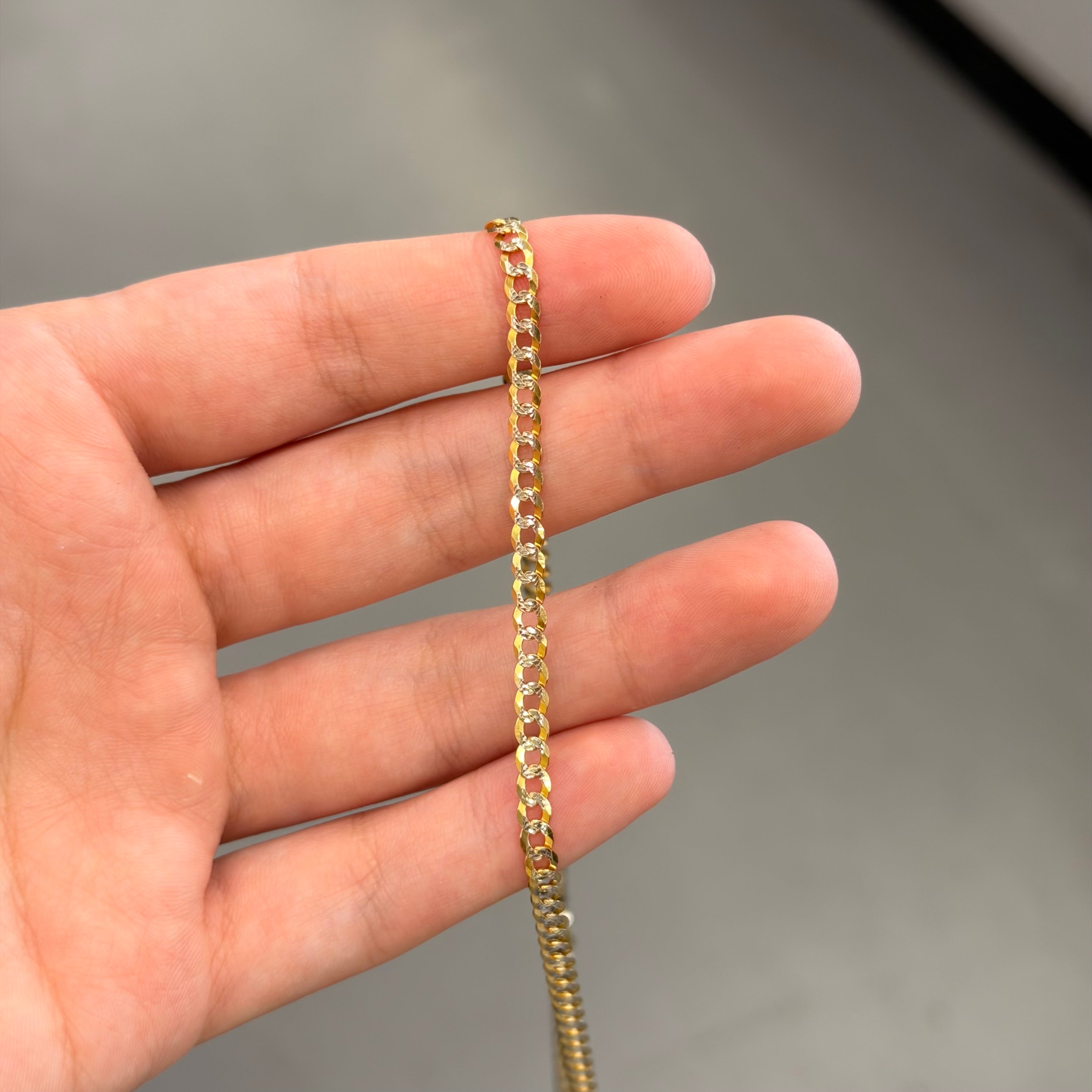 14K Yellow Gold Diamond Cut Curb Link Necklace