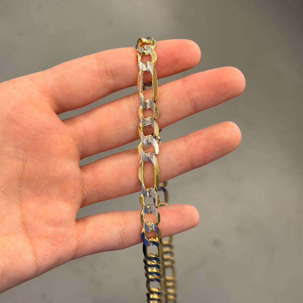 NEW 10K Yellow Gold Diamond Cut Figaro Necklace
