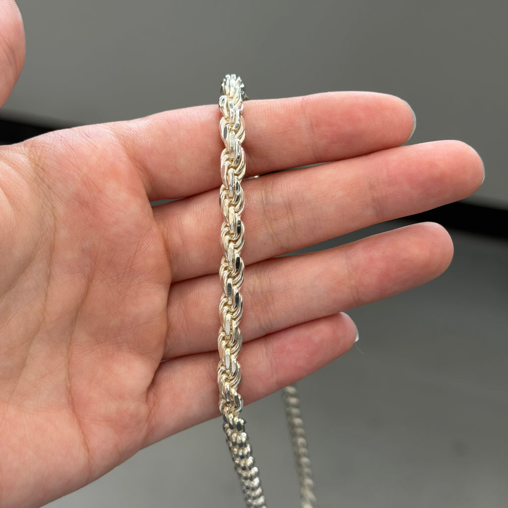 925 Sterling Silver Solid Rope Chain