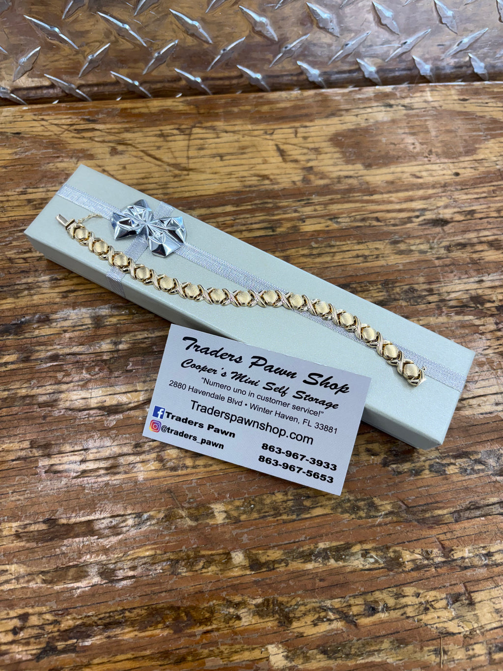 Woman’s 10K Yellow Gold X & O Semi Solid Bracelet 9.1 Grams 8 1/2 mm 7” $499.99 (863-777-GOLD)