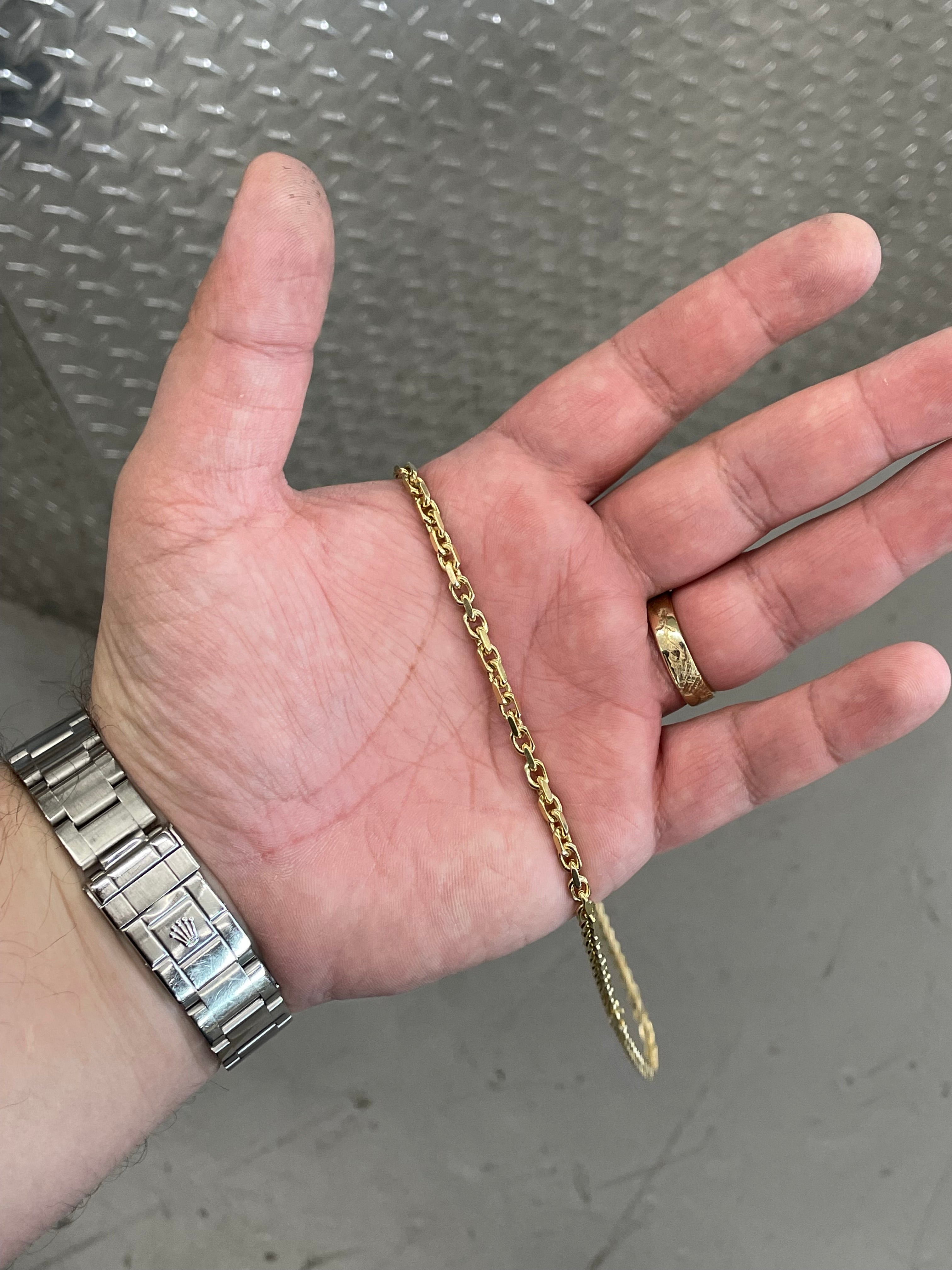 New 10K Yellow Gold Solid Anchor Link Necklace
