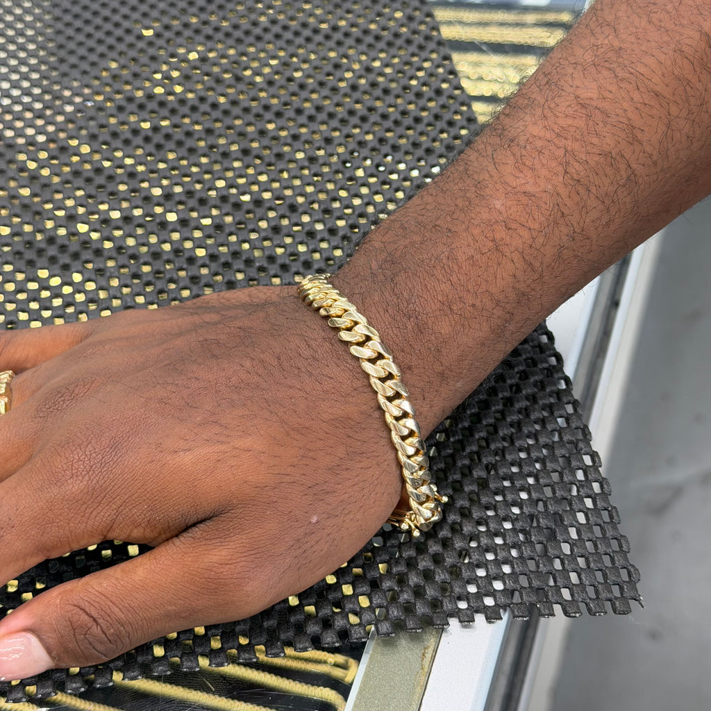 10K Yellow Gold Solid Cuban Link Bracelet