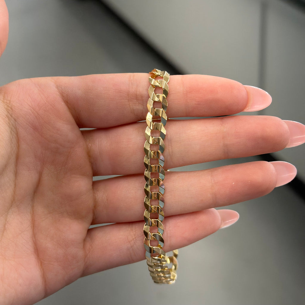 14K Yellow Gold Solid Curb Link Bracelet