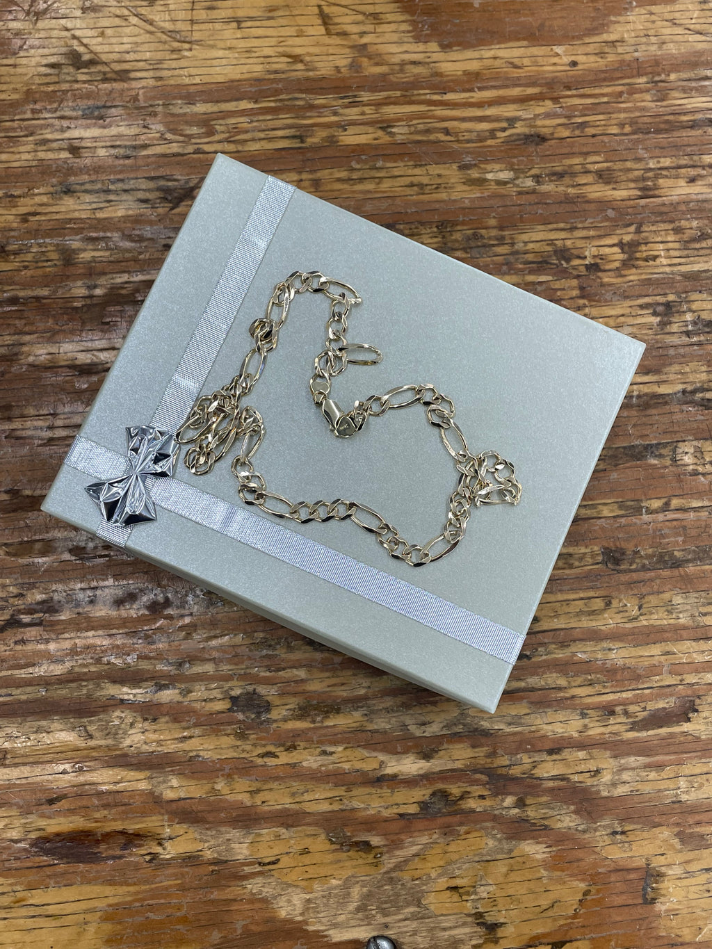 10K Yellow Gold Solid Figaro Necklace