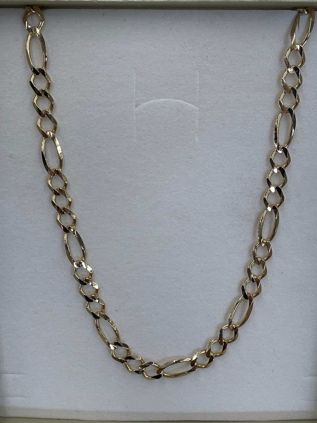 10K Yellow Gold Solid Figaro Necklace