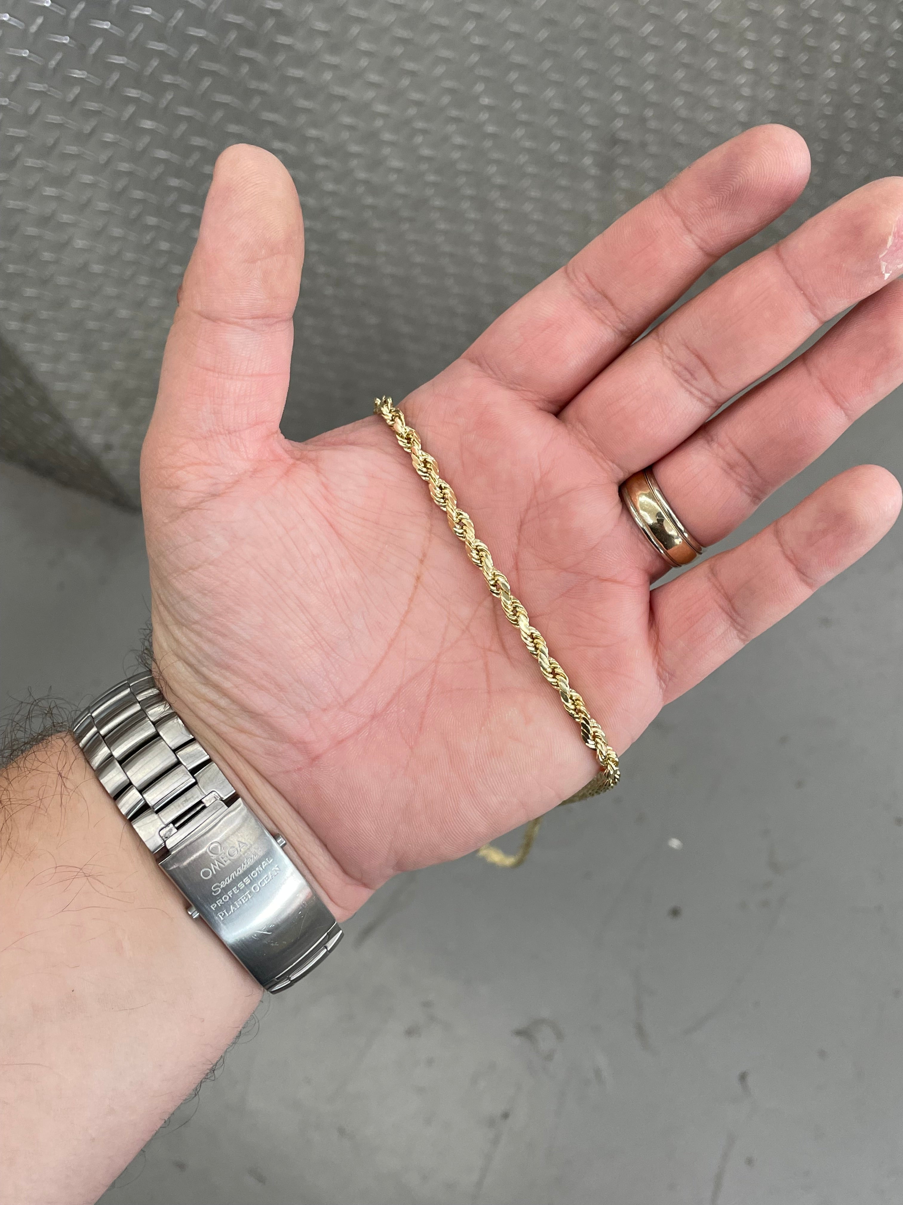 New 10K Yellow Gold Semi Solid Rope Necklace